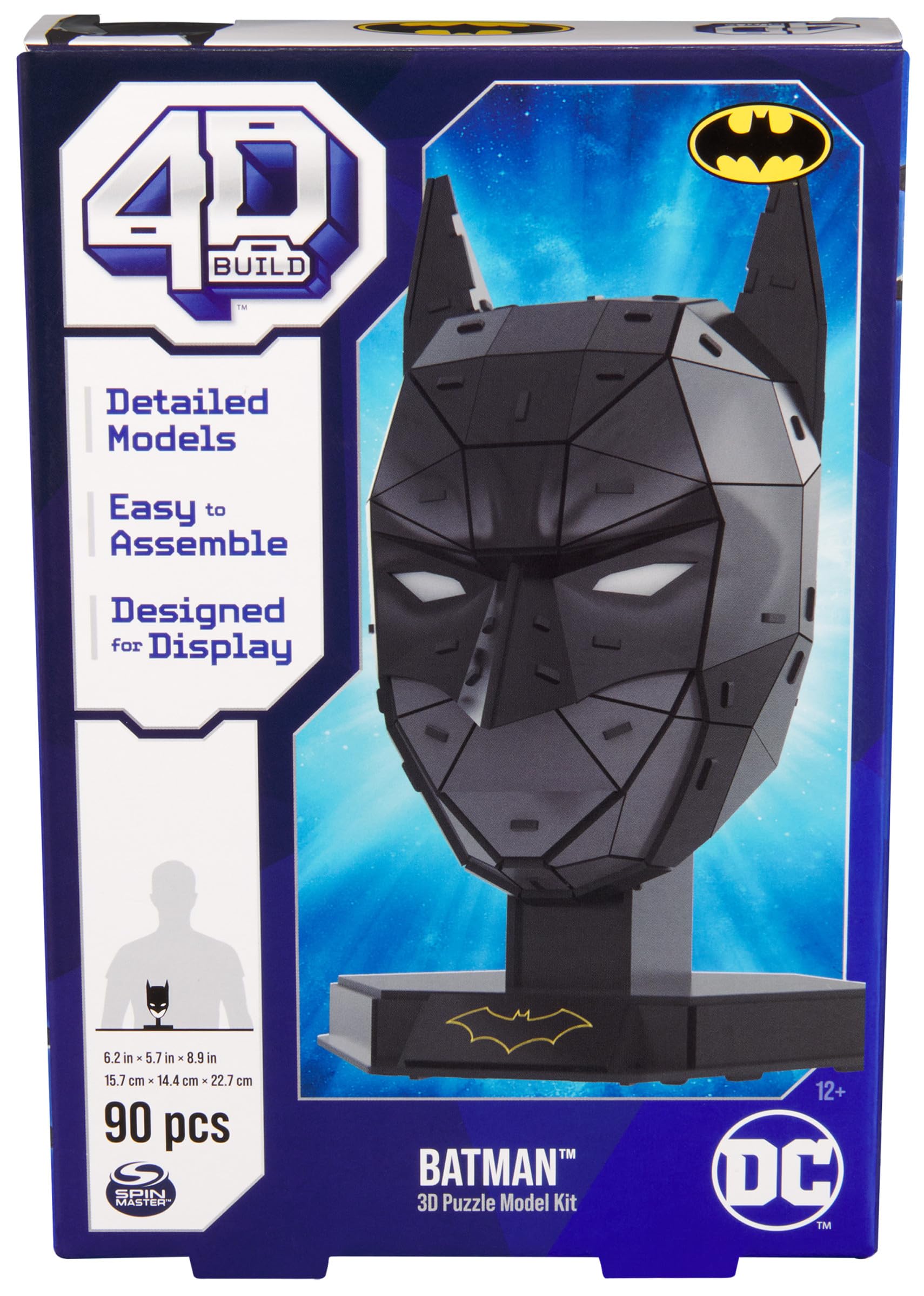 4D Build DC Batman 3D Model Kit with Stand - 90-Piece Collectible Building Toy for Adults & Teens Ages 12+ | Batman Desk Decor, Adult Puzzle & Stress Relief Activity | Perfect for Superhero Fans, Home Office Display & Gift Giving