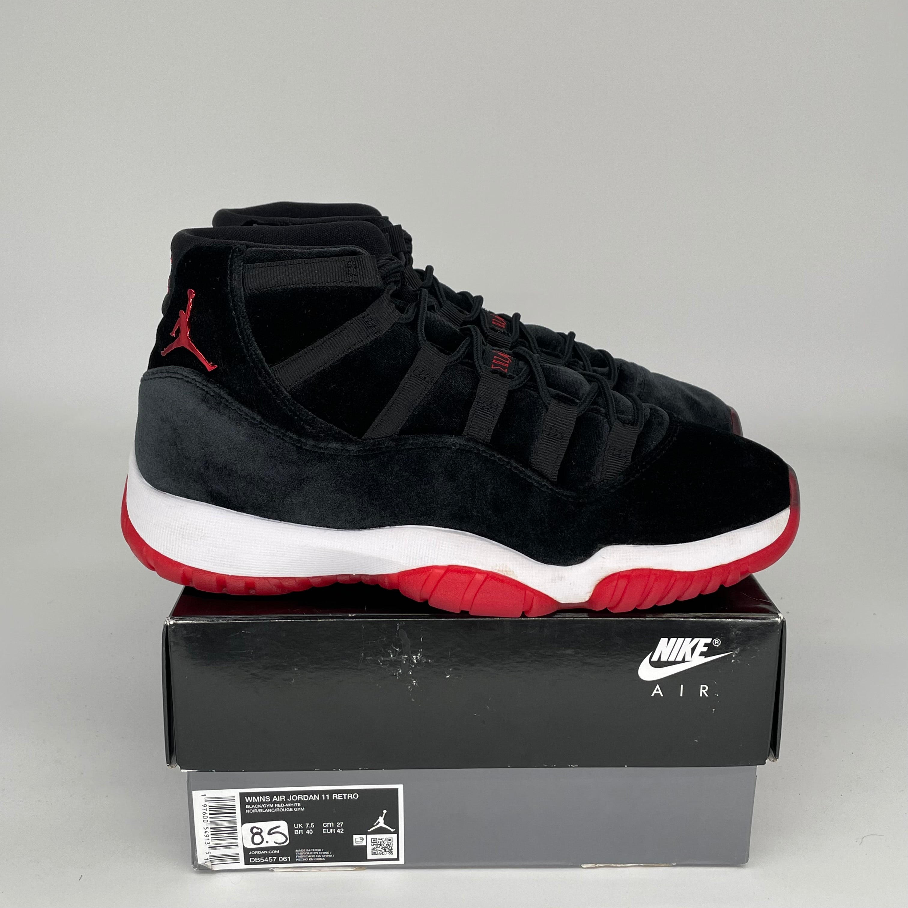 AIR JORDAN 11 BRED VELVET Basketball Shoes - Women's Size 8.5/10W (DB5457-061) - Perfect for Streetwear, Gym & Casual Fashion