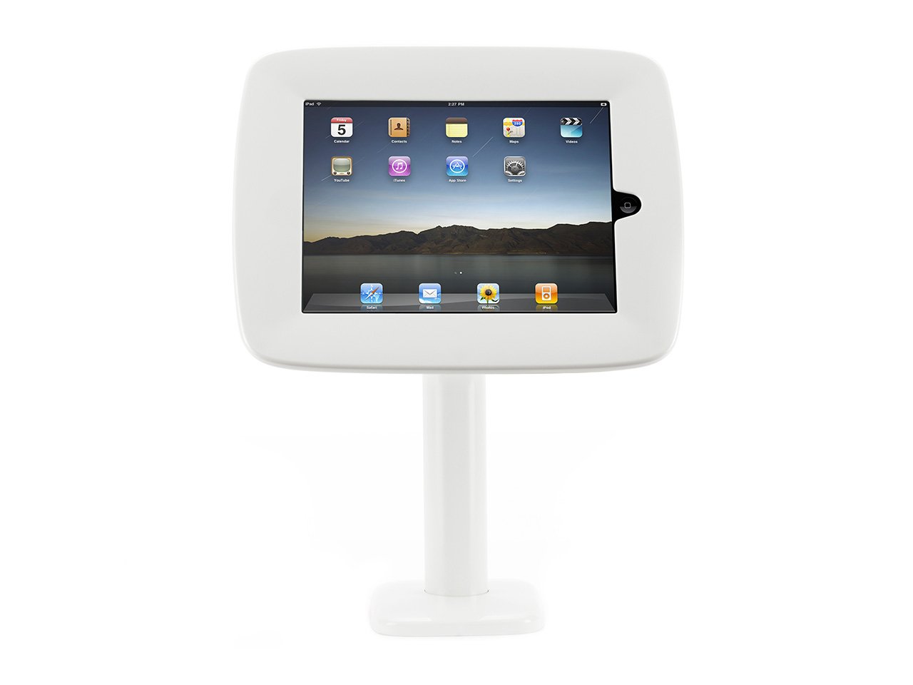 Lockable Desk Mount Stand for Apple iPad Air & Air 2 - Secure White Kiosk Stand | Perfect for Retail Displays, Reception Counters & Public iPad Stations