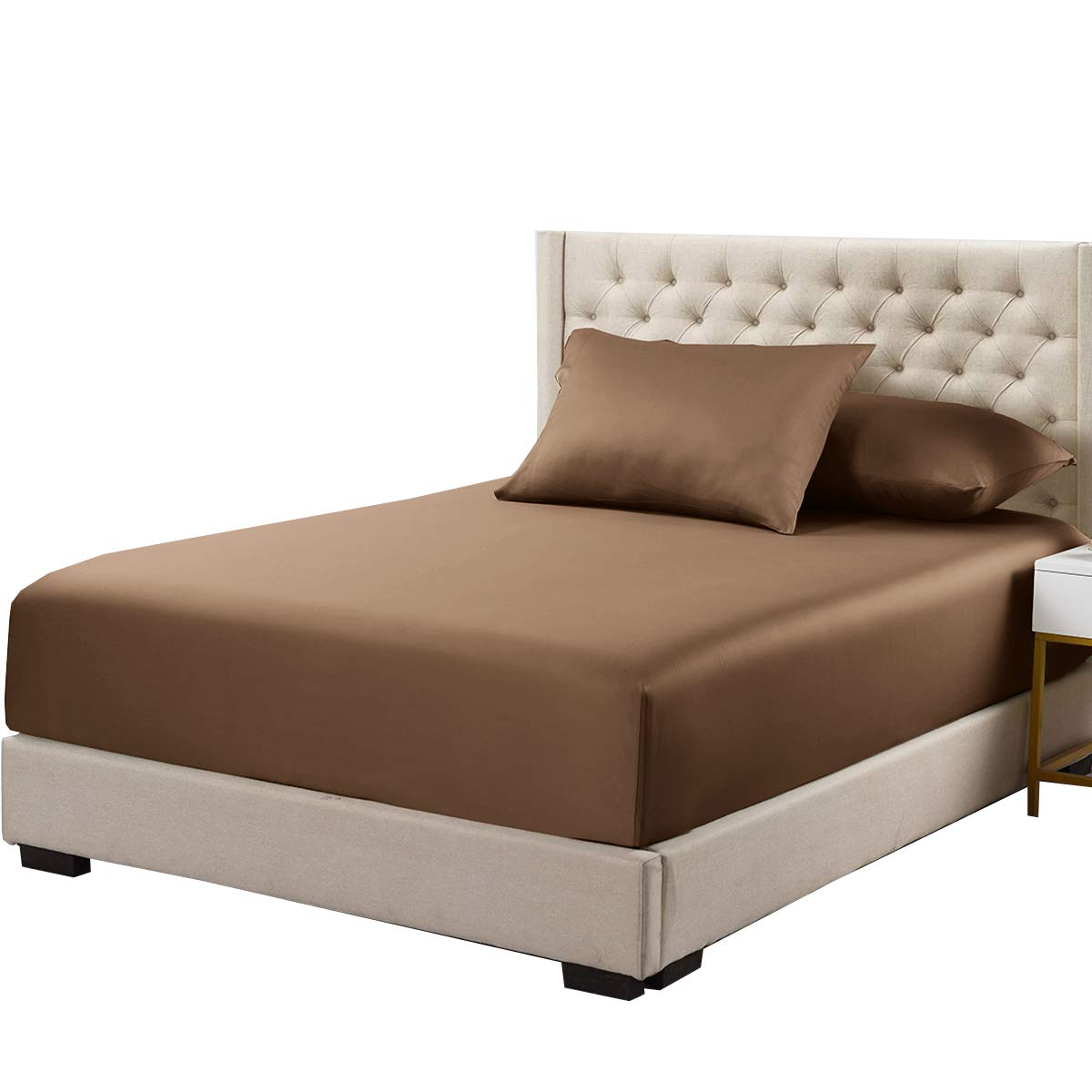 Royal Hotel Luxury Bamboo Viscose Fitted Sheet - Queen Size, Taupe | Hypoallergenic, Cooling & Breathable Silky Soft Fabric | 100% Bamboo Viscose Bedding | Perfect for Hot Sleepers & Allergy Sufferers