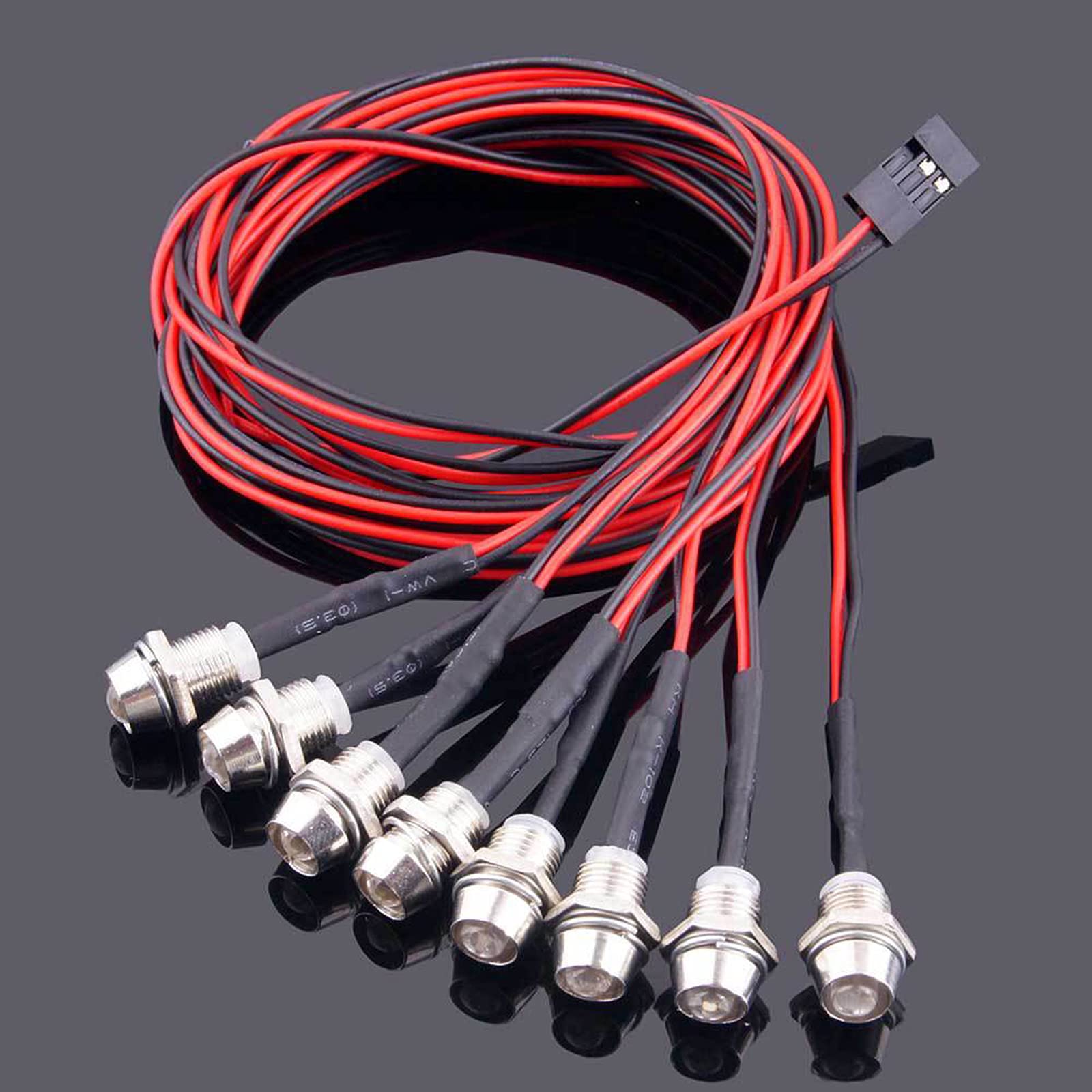 1/10 1/8 RC Car LED Light Kit - Waterproof Headlight & Taillight for SCX10 D90 TRX4 Crawler Trucks (Red & White) - Perfect for Night Driving & Off-Road Adventures