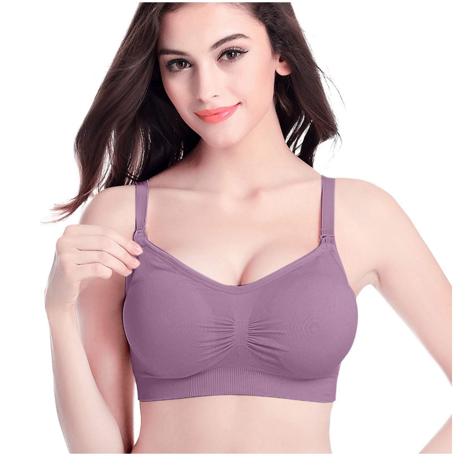 Women's Maternity Tank Tops with Built-in Bra - 3 Pack Seamless Nursing Bras for Pregnant & Breastfeeding Moms - Soft Cotton Comfort for Sleeping, Lounging & Everyday Wear