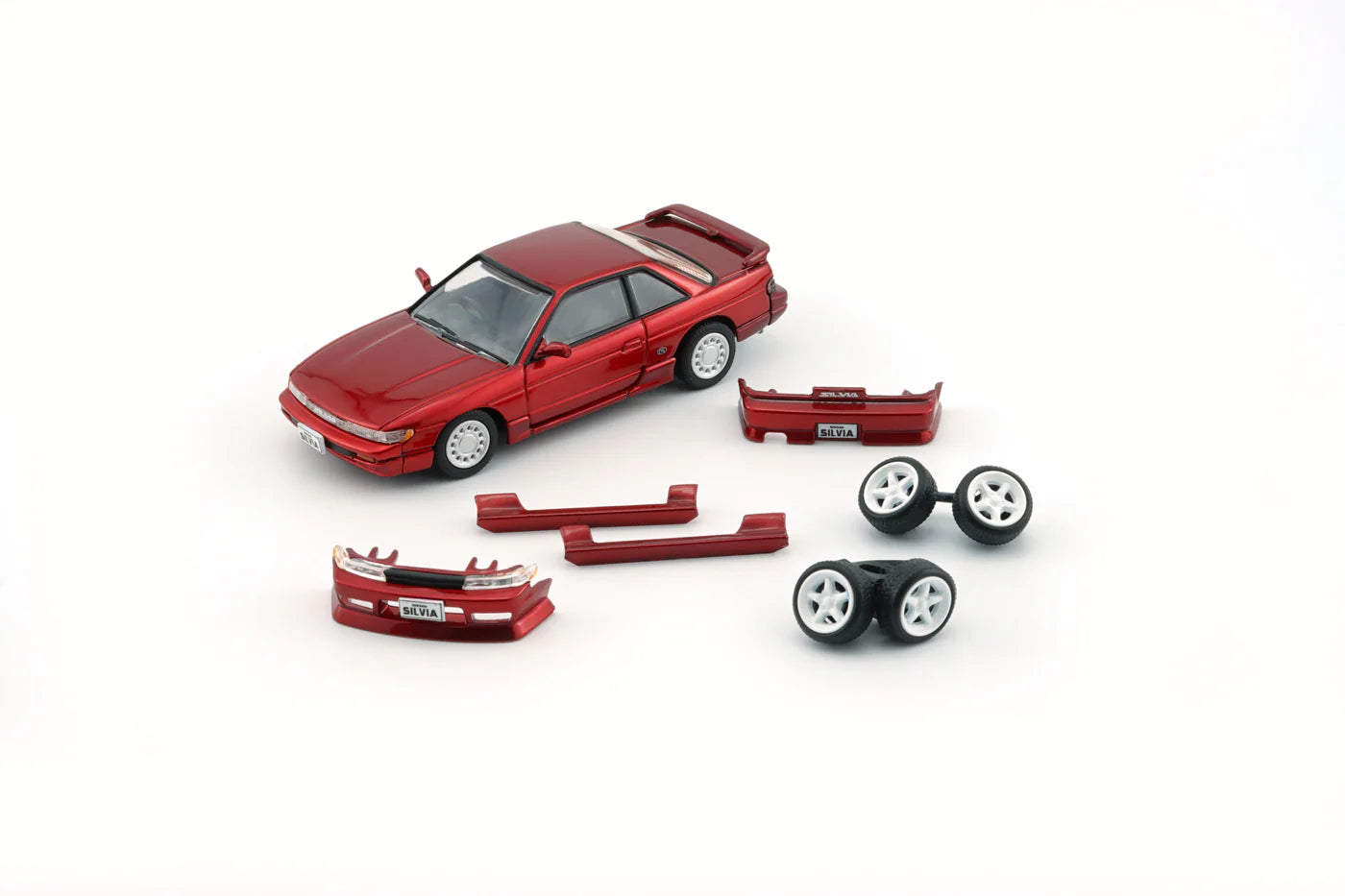 BM Creations 1:64 Scale Diecast Nissan 180SX (LHD) Red Metallic Model Car - Perfect for Collectors, Display, and Racing Dioramas