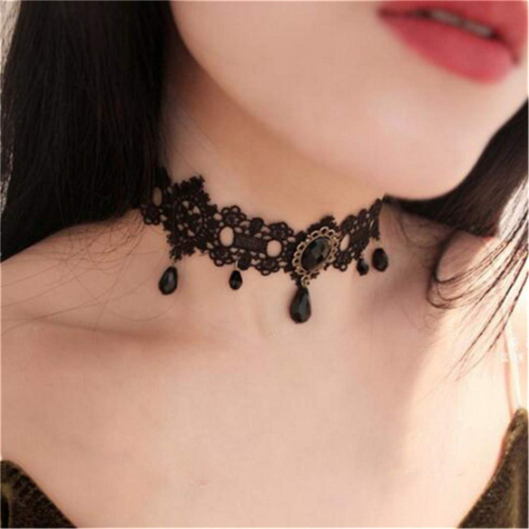Airlove Black Hollow Plain Scalloped Lace Choker Necklace for Women - Elegant Gothic Choker Jewelry for Parties, Weddings & Everyday Wear
