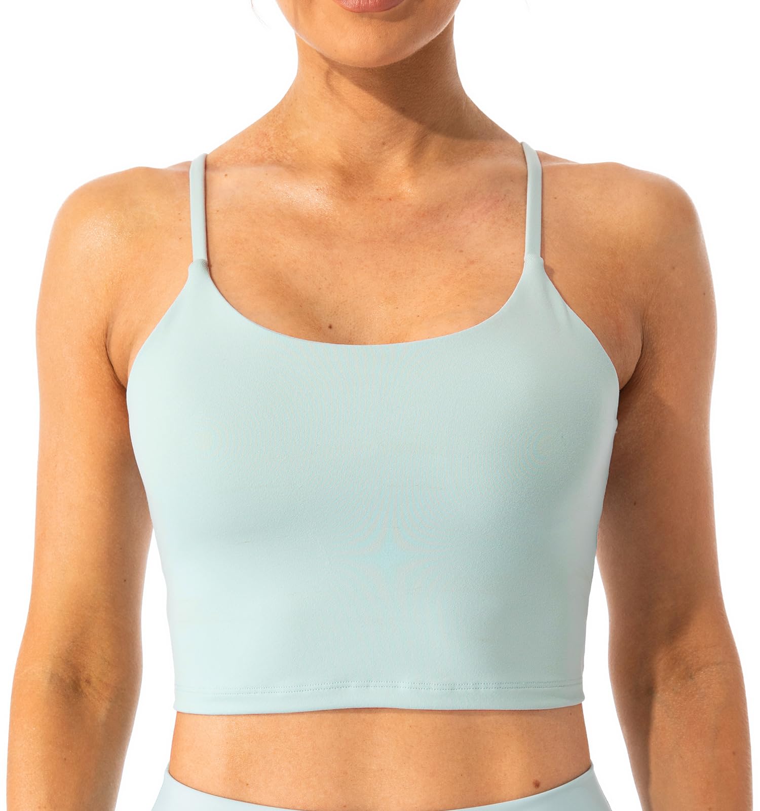 Lavento Women's Longline Sports Bras - Yoga Camisole Tank Top with Built-in Bra for Workout, Running & Gym