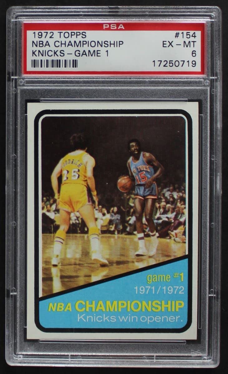 1972 Topps #154 NBA Playoffs Game 1 Knicks vs Lakers Basketball Card PSA 6.00 - Vintage Sports Memorabilia for Collectors & Fans - Perfect for Display, Investment, and Gifting
