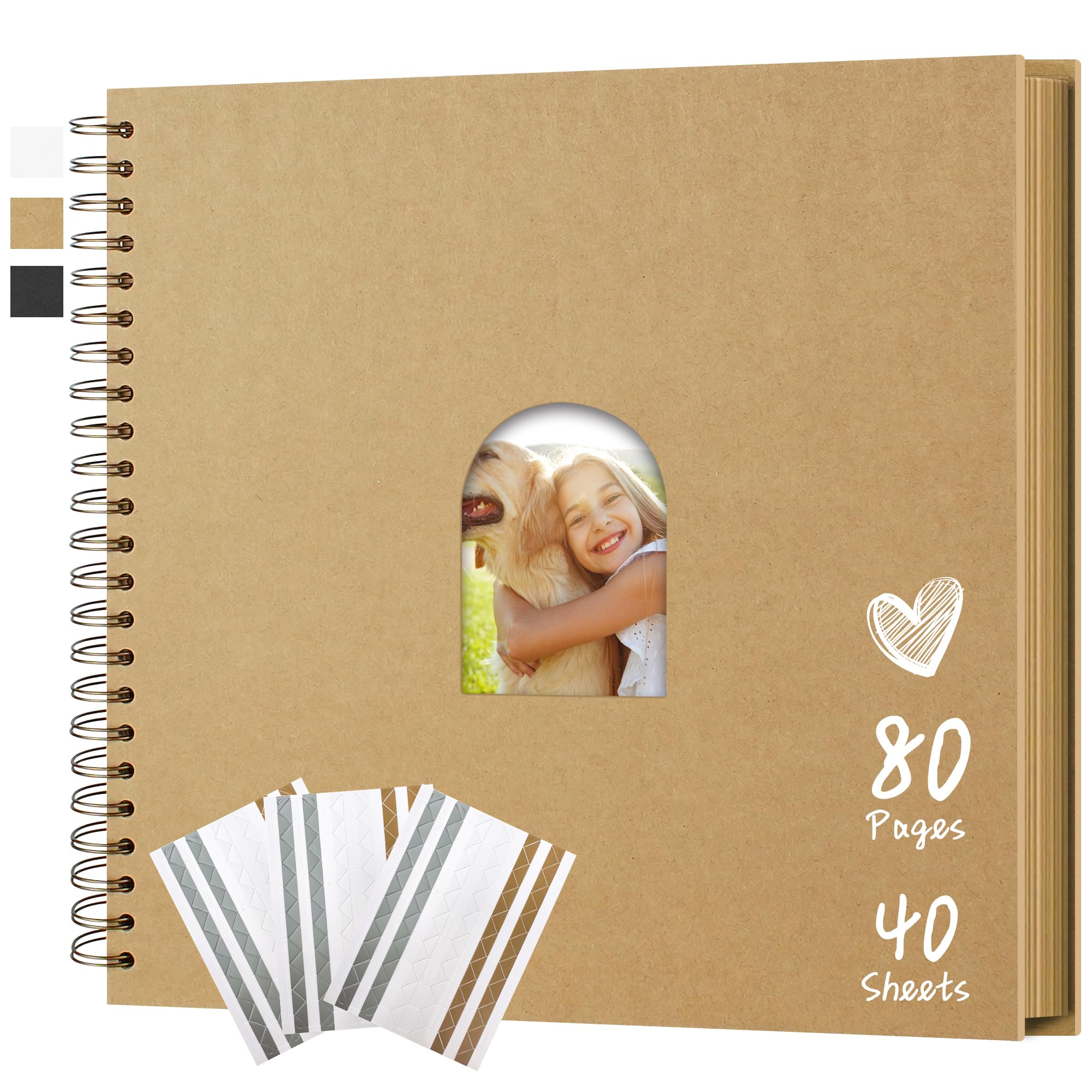 12x12 Inch Scrapbook Album - 40 Page DIY Photo Memory Book for Crafting, Journaling & Gift Giving - Khaki Color