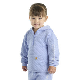 Infant & Toddler Long Sleeve Quilted Jersey 1/2 Zip Sweatshirt - Soft Cotton Pullover for Boys & Girls (Pale Iris) | Perfect for Playdates, Outdoor Activities & Cool Weather
