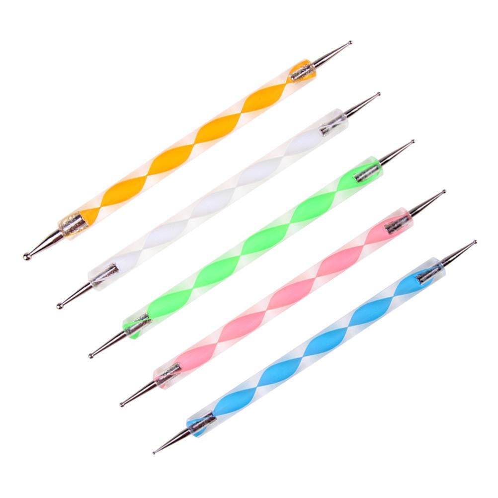 AmigozZ 5-Piece Nail Art Dotting Tools Set - Marbleizing & Stamping Pens for Professional Nail Design (Multicolor) | Perfect for Salon, Home Manicure & DIY Nail Art