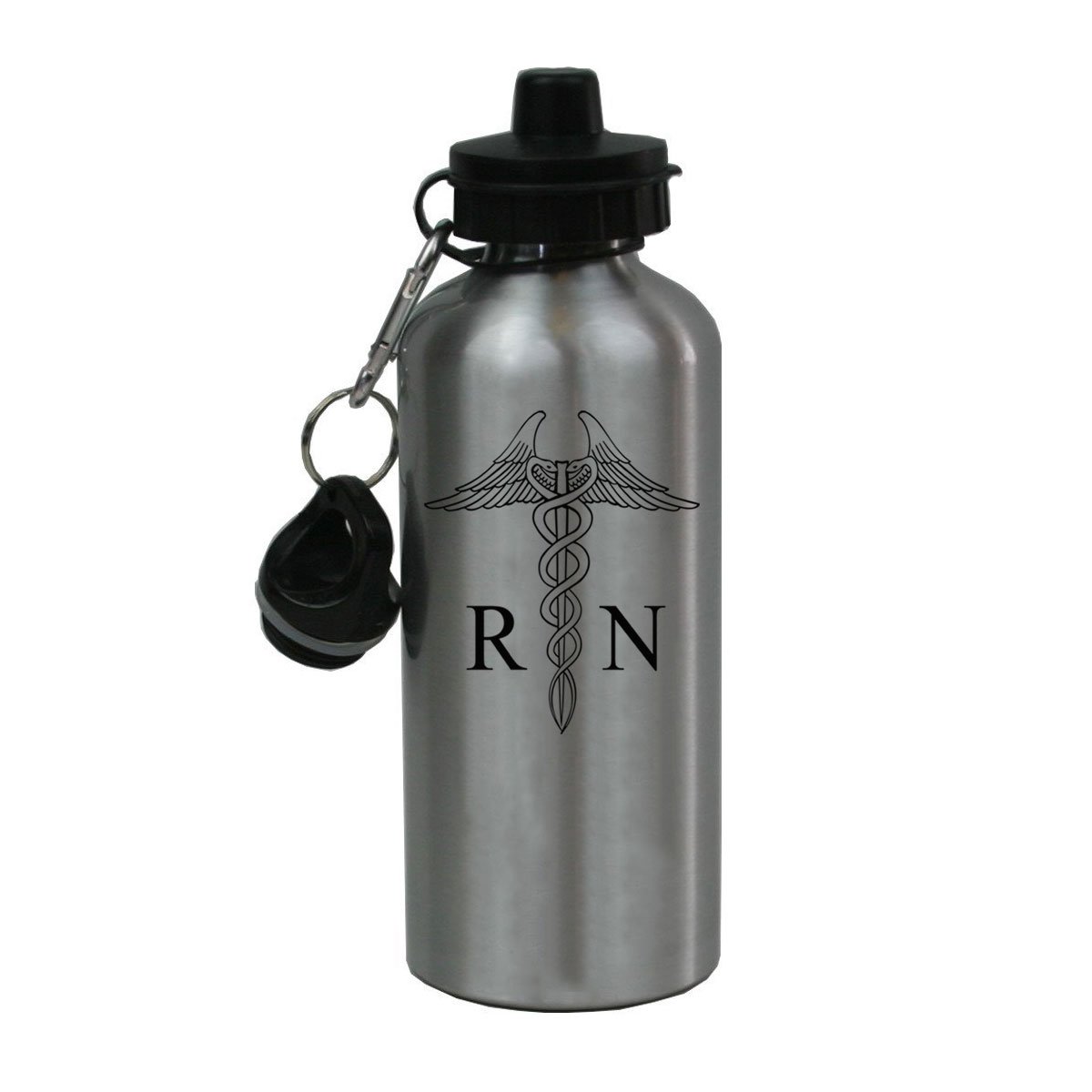 Custom Personalized Nurse RN Aluminum Water Bottle - 20oz Silver Finish - Great for Hospitals, Clinics & Nursing School - Engraved Gift for Nurses & Healthcare Workers