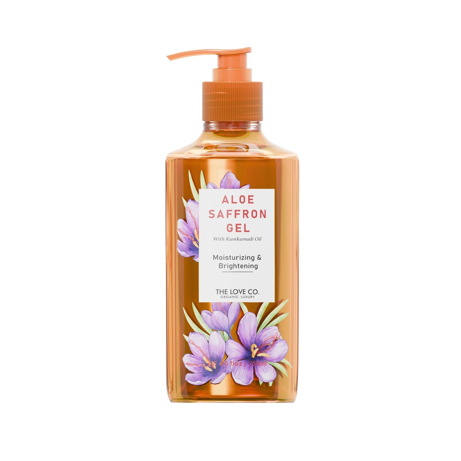 THE LOVE CO. Aloe Saffron Gel with Kumkumadi Oil - 250ml | Premium Skin Brightening & Hydrating Face & Body Moisturizer | Natural Glow Booster for All Skin Types | Perfect for Daily Skincare Routine & Post-Sun Care