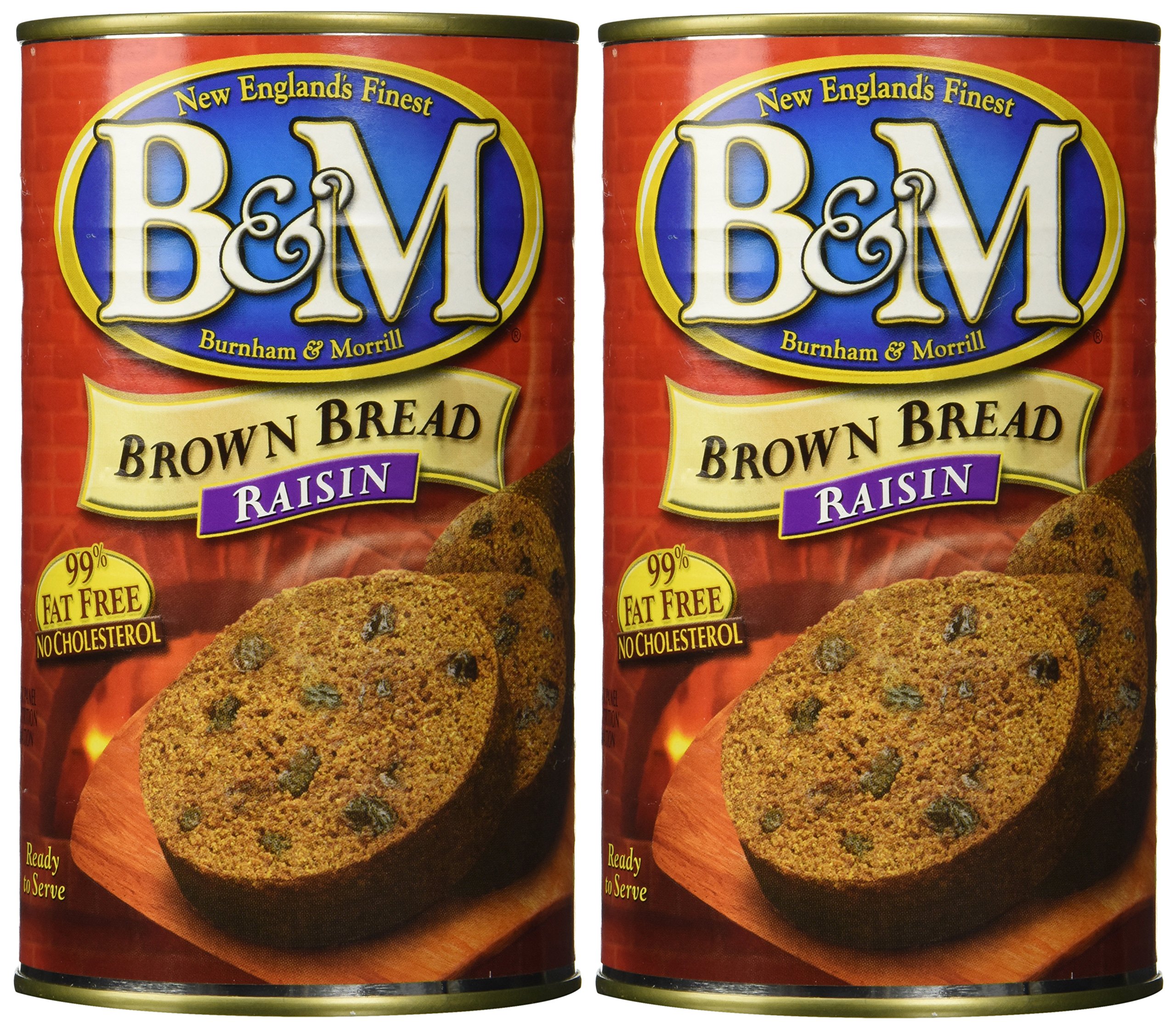 B&M Brown Bread with Raisins, 16 oz (Pack of 2) - Perfect for Breakfast, Snacks & Traditional New England Recipes