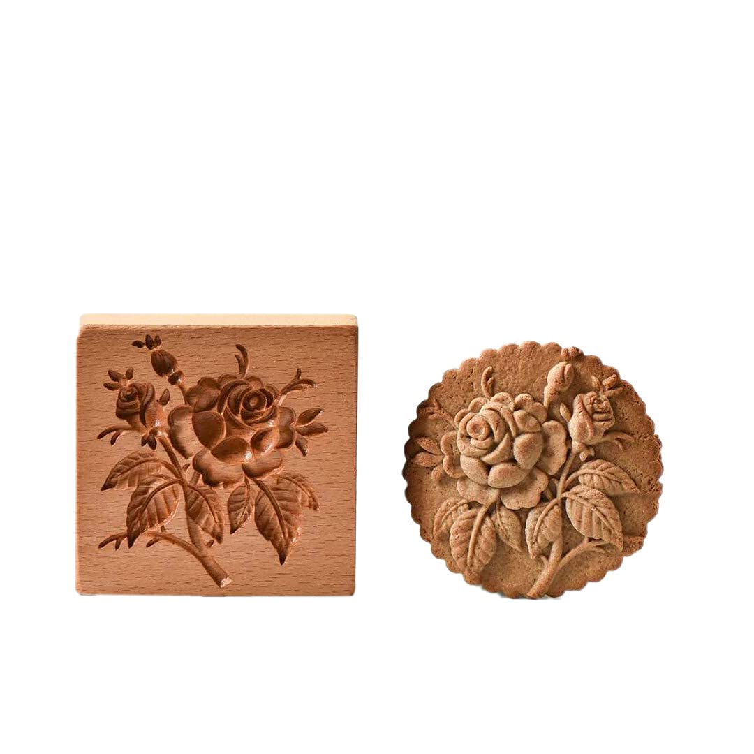 Premium Wooden Shortbread Mold - Hand-Carved Biscuit & Cake Mould for Baking - Round Oven Pan (Brown, One Size) - Perfect for Holiday Cookies, Wedding Favors & Homemade Pastries
