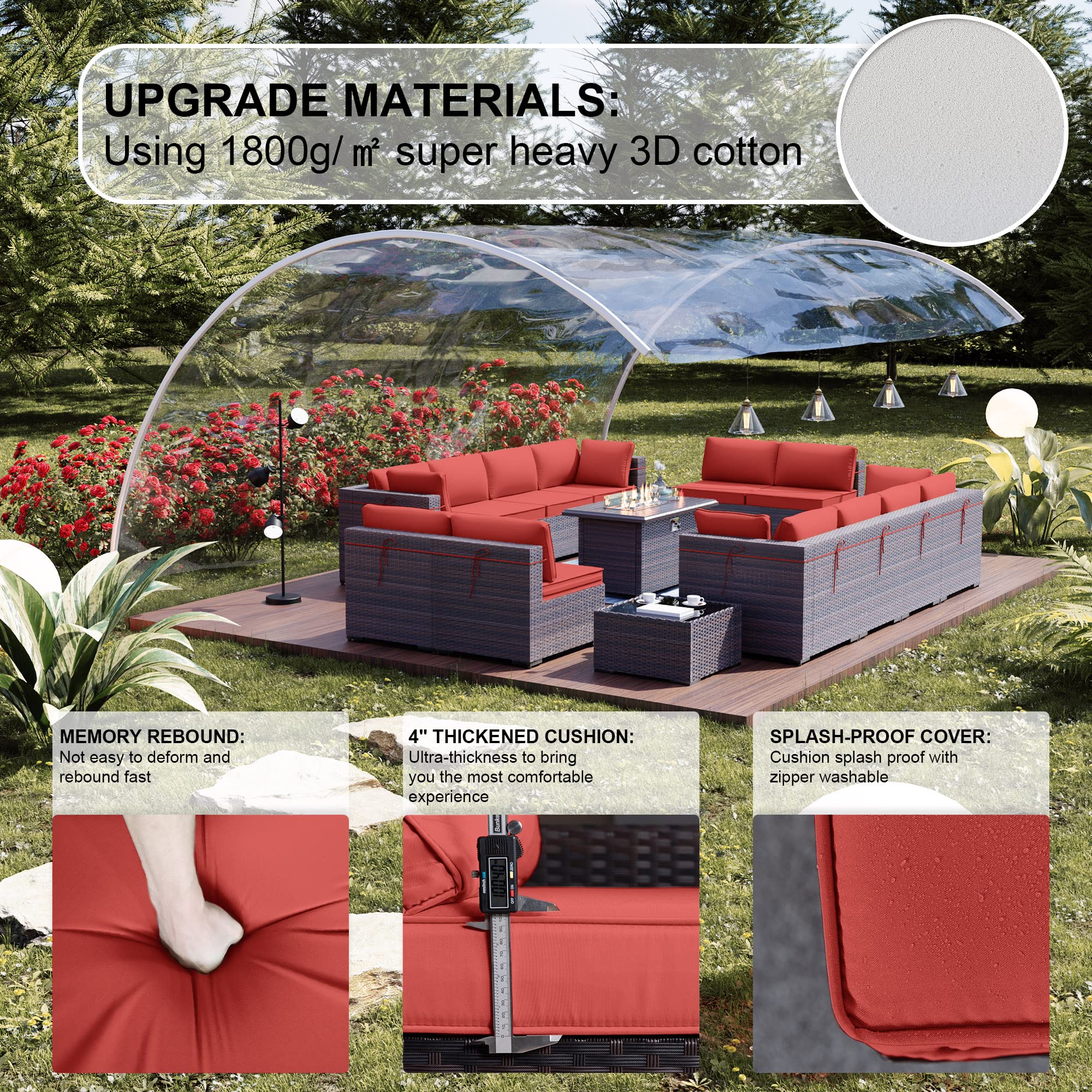 **15-Piece Outdoor Patio Furniture Set with 43