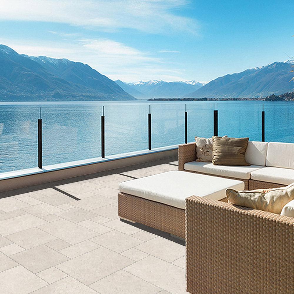 Premium Oslo Avorio French Pattern Outdoor Porcelain Tile - Non-Slip, Weatherproof Patio & Garden Flooring for Decks, Pool Areas & Walkways
