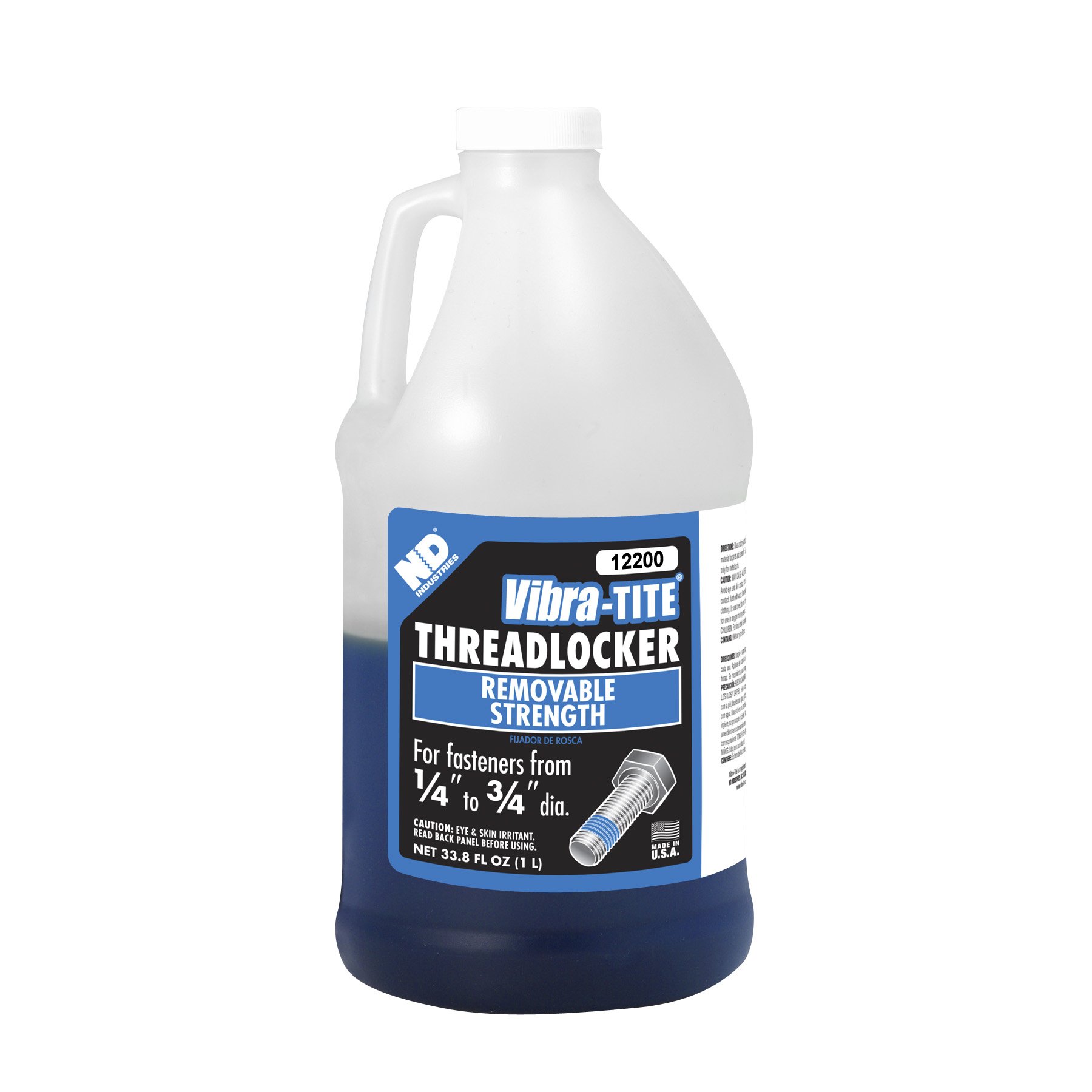 Vibra-TITE 122 Oil Tolerant Removable Anaerobic Threadlocker - 1 Liter Jug (Blue) | High-Performance Thread Locker for Automotive, Industrial & Marine Applications