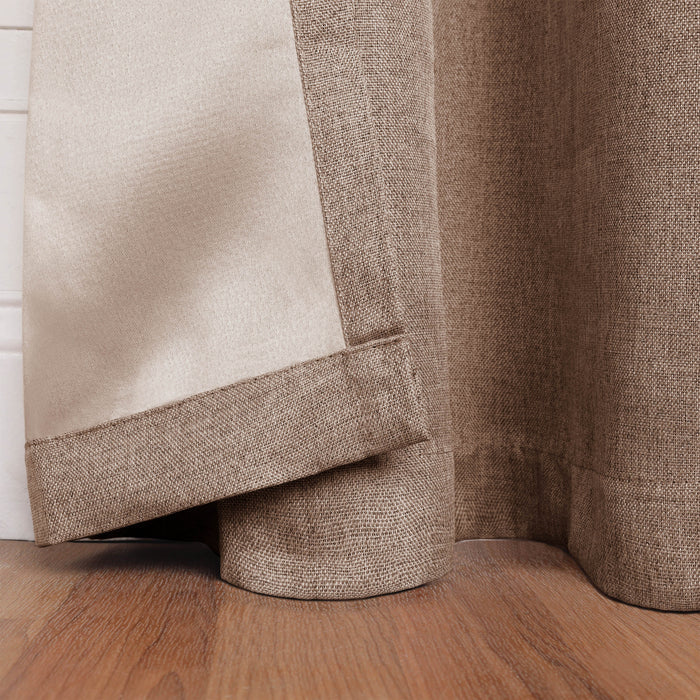 Blackout Curtains for Bedroom - 100% Linen Washable Room Darkening Curtains Set of 2 Panels - Perfect for Home Theater, Nursery & Light Sleepers