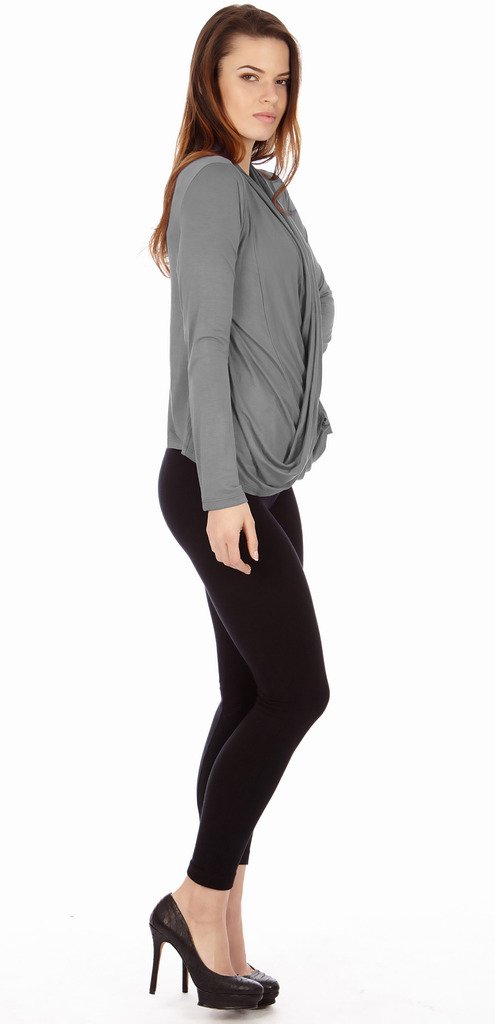 Dinamit Women's CRIS Cross Drape Front Pullover Cardigan Sweater - Soft Knit Wrap Open Front Long Sleeve Cover Up for Casual Outfits, Office Wear & Layering