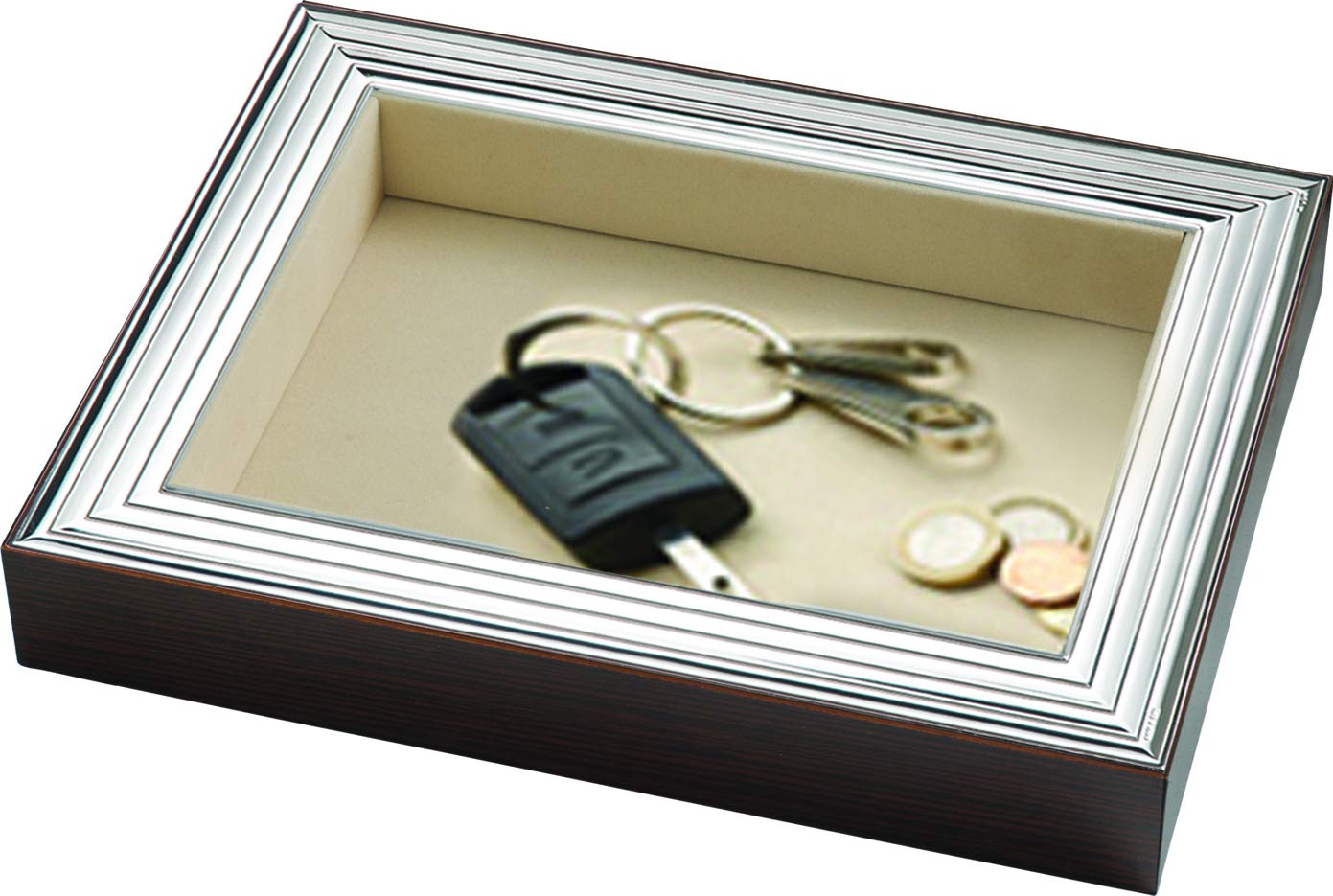 Sterling Silver Flatware Organizer, Jewelry Coin Tray & Valet Key Holder - Italian Made Dresser Organizer for Home Decor & Gift Giving - Perfect for Bedroom, Bathroom & Entryway Organization