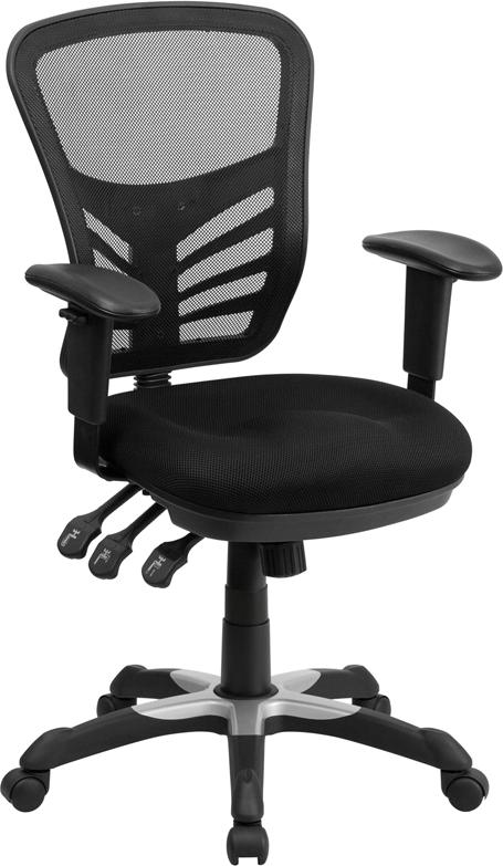FLASH Mid Back Mesh Executive Office Chair - Ergonomic Swivel Chair with Adjustable Arms & Lumbar Support (Model HL 0001) - Perfect for Home Office, Gaming & Workspaces