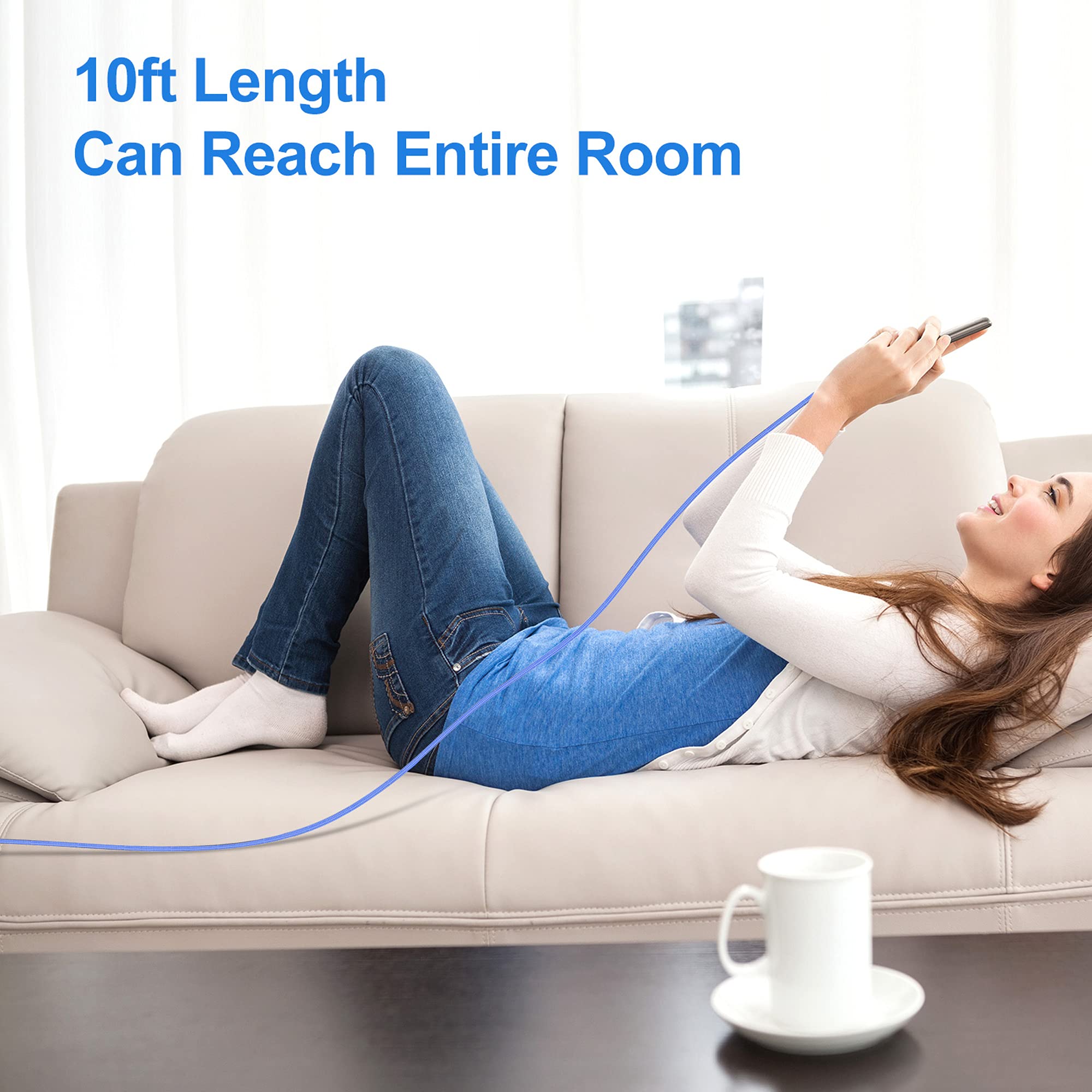 Apple MFi Certified 16FT Lightning Cable - Fast Charging iPhone Charger for iPhone Xs Max/XS/XR/X/8/7/6S/6/Plus/SE & iPad (Blue) | Extra Long Charging Cord for Home, Office, Car & Travel Use
