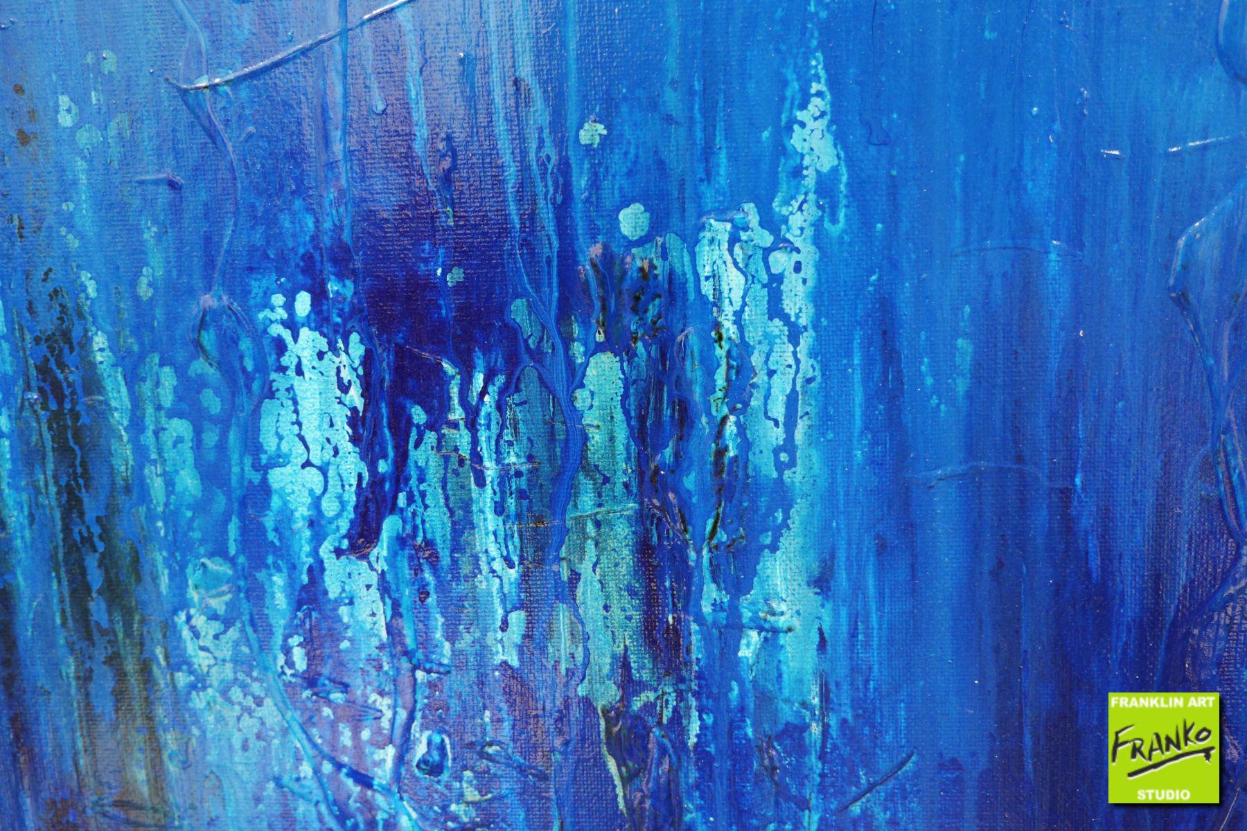 Blue Evolution 140cm x 100cm Blue Brown Textured Abstract Canvas Art - Modern Wall Decor for Living Room, Bedroom & Office
