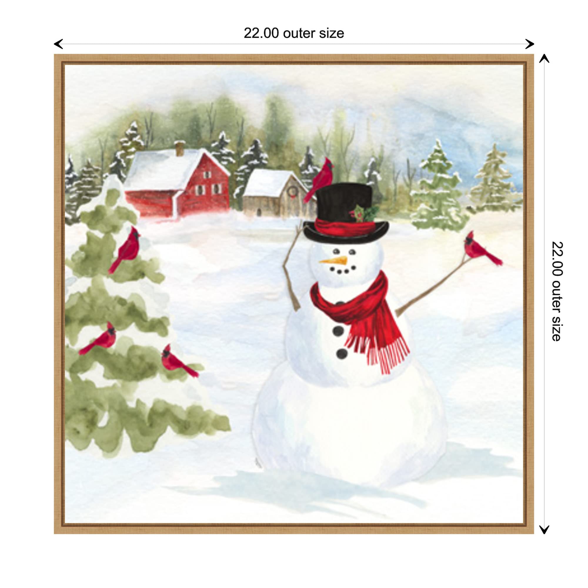 Amanti Art Framed Canvas Wall Art 22x22 - Snowman Christmas IV by Tara Reed, Holiday Decor, Modern Contemporary Framed Painting for Living Room & Bedroom - Perfect for Christmas Decorations & Winter Home Styling