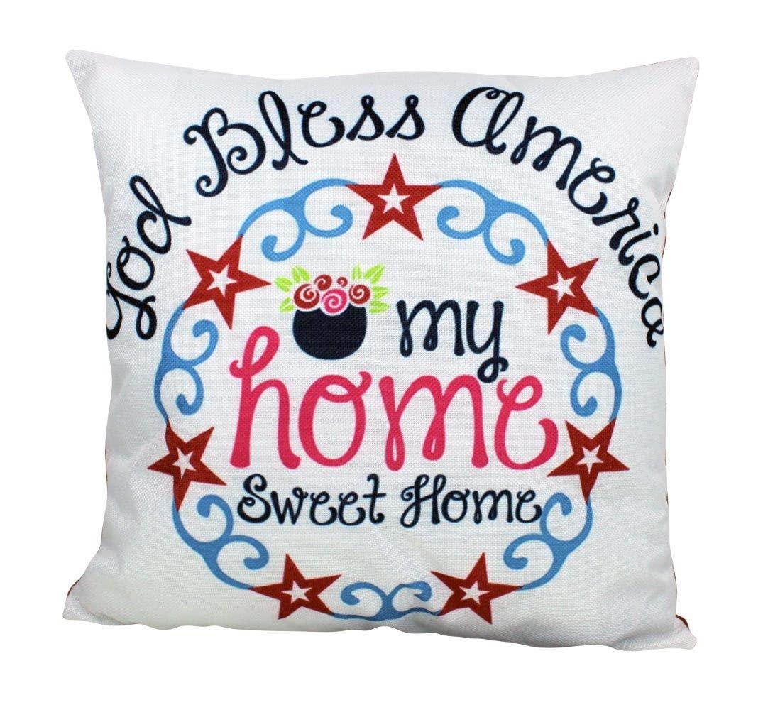 God Bless America Red Polkadot Pillow Cover - Farmhouse Decor Throw Pillow for Couch, Bed & Sofa - Patriotic Home Decor Gift for Mom, Independence Day & Fourth of July