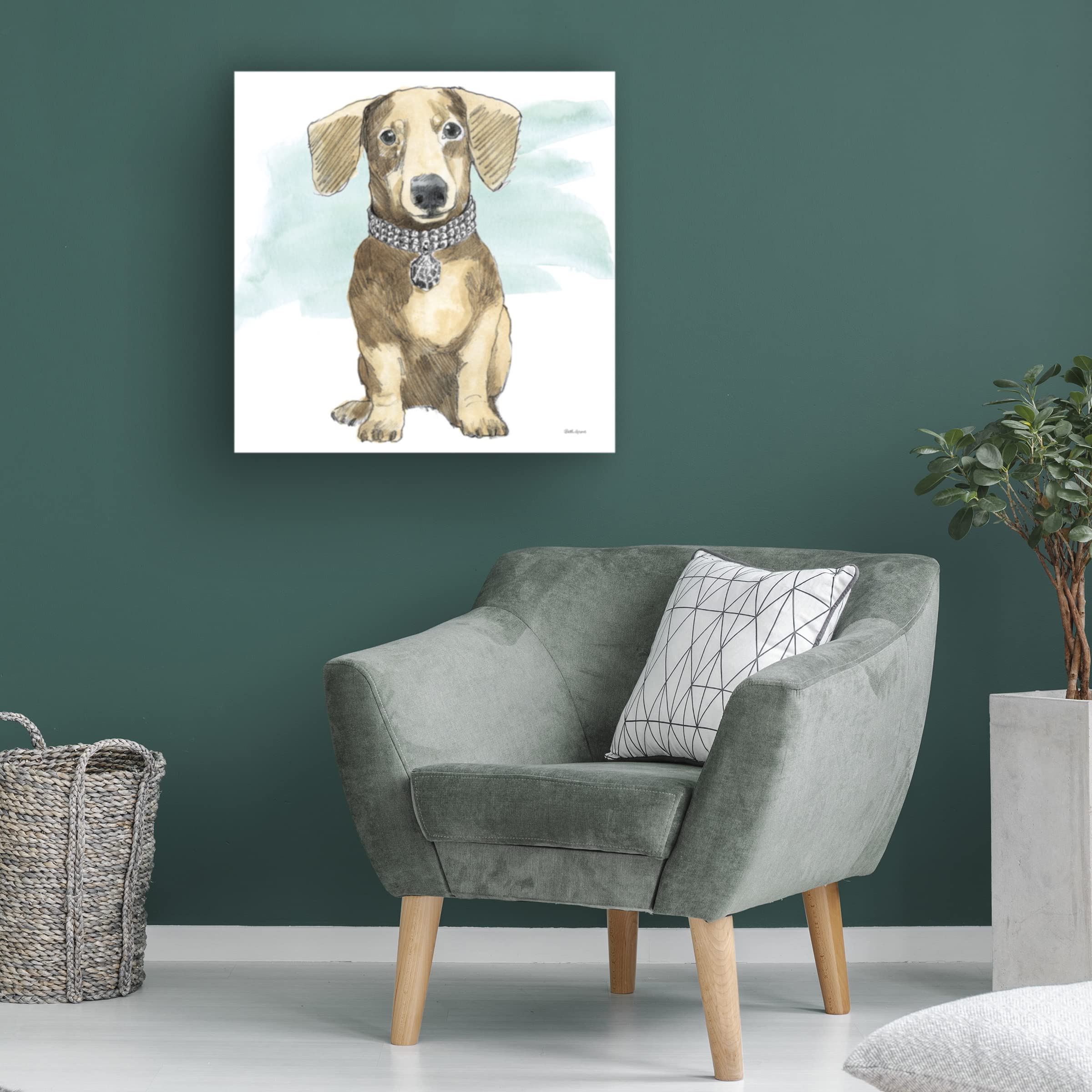 Trademark Fine Art 'Glamour Pups IX' Canvas Wall Art by Beth Grove - Handmade Dog Painting for Living Room, Bedroom & Office Decor
