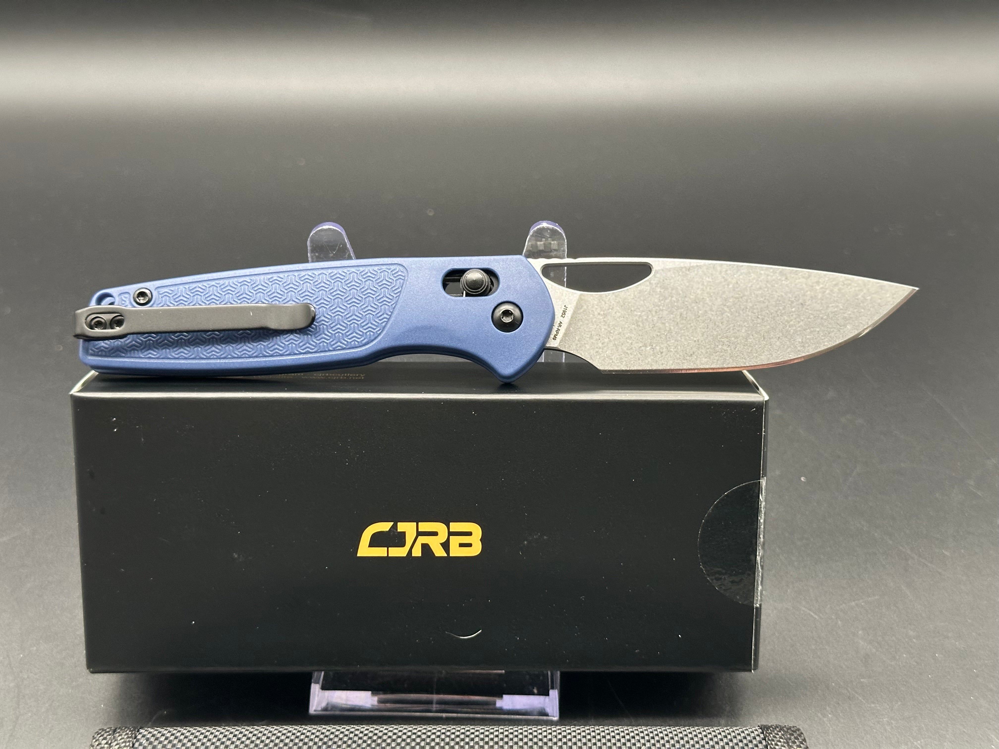 CJRB Acacia Folding Knife - Blue FRN Handle, AR-RPM9 Steel Plain Edge - EDC, Camping & Outdoor Survival Tool