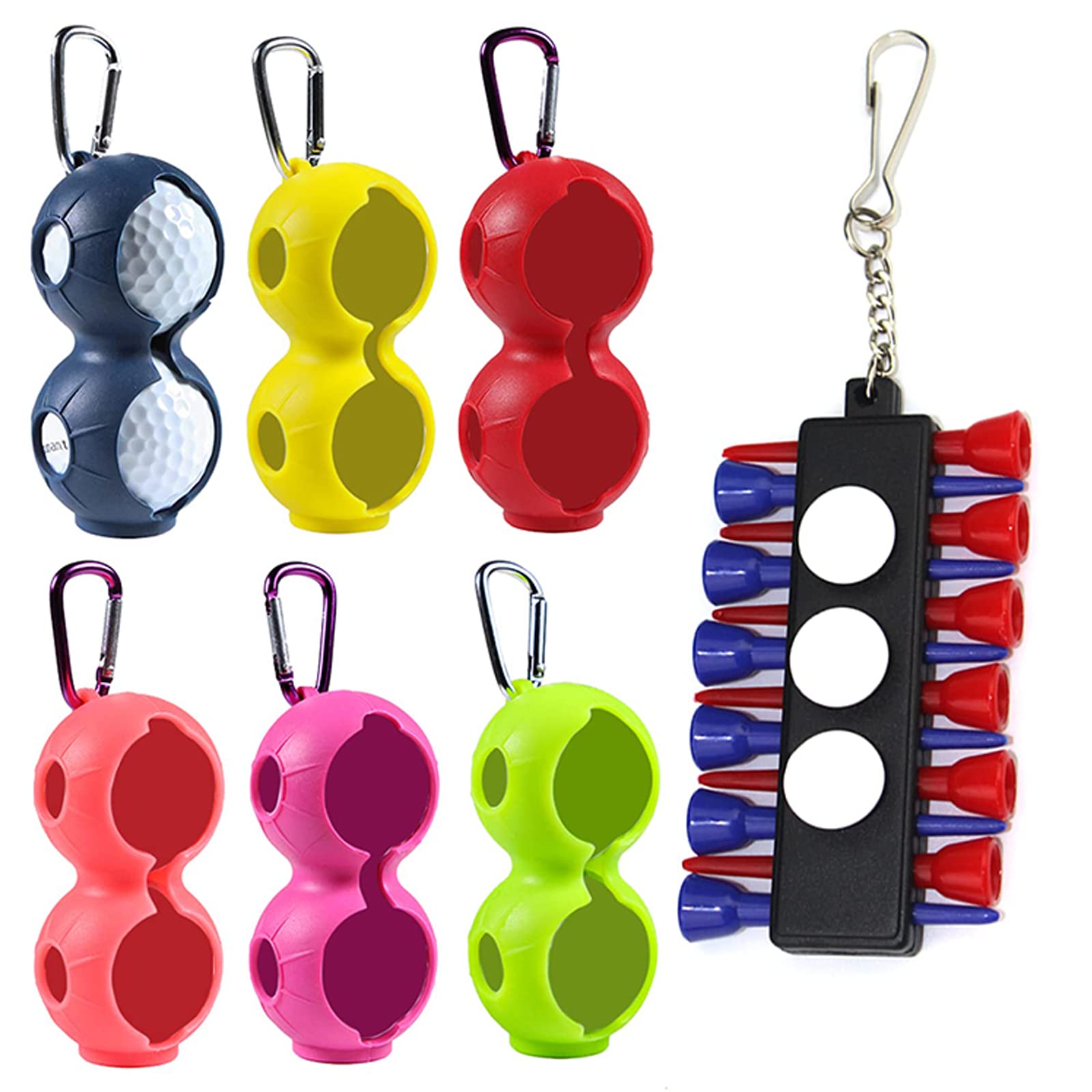 Premium Golf Ball Holder Set - 6 Pack Golf Tee Organizer with Secure Clips | Golf Bag Accessories & Gifts for Men | Perfect for Driving Range, Course Play & Golf Tournaments