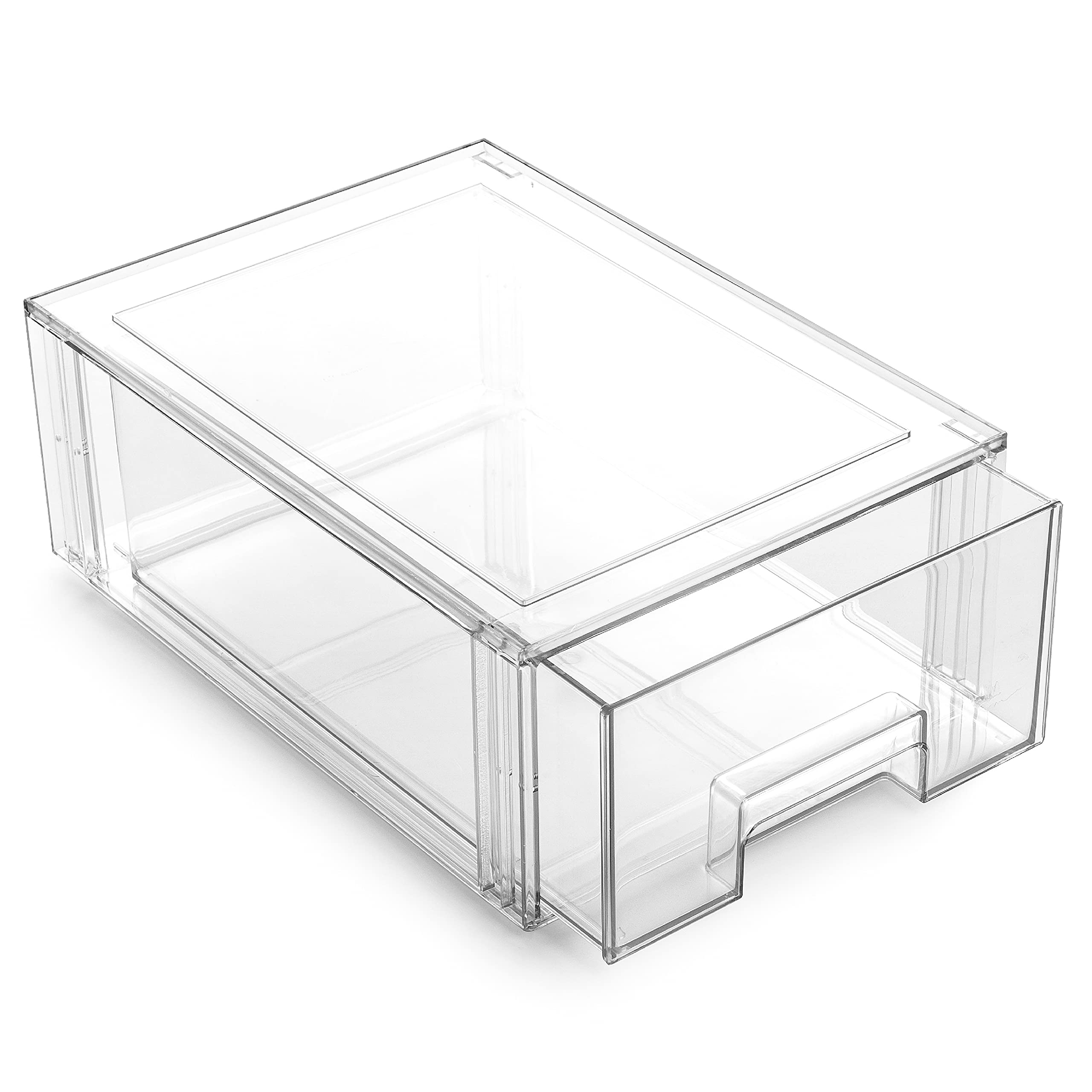 BINO Stackable Plastic Storage Drawers - 6 Pack Large BPA-Free Organizer Bins | Multi-Use for Pantry, Fridge, Home & Office Organization | Space-Saving Drawer Storage Solution for Kitchen, Bedroom, Closet & Garage