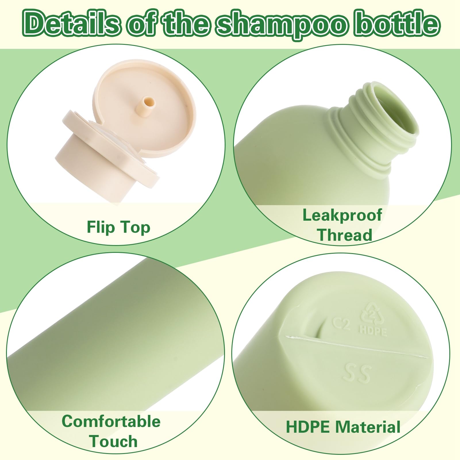 4-Pack Refillable Travel Squeeze Bottles with Flip Cap & Pump - 200ML/260ML Leak-Proof Toiletry Containers for Shampoo, Lotion, Cream & Body Wash | Perfect for Air Travel, Gym, Camping & Vacation Essentials