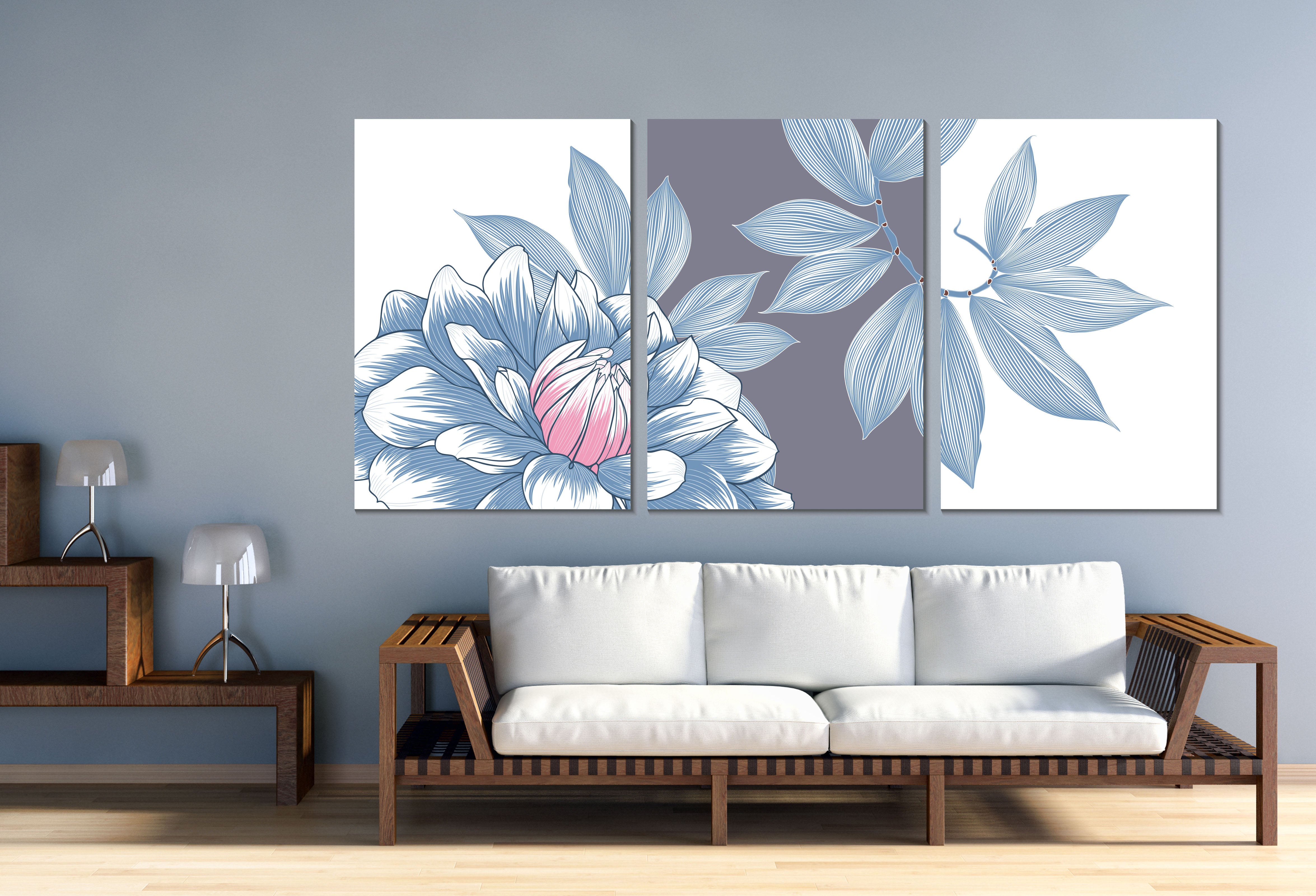 3 Set of Abstract Flowers Stunning High Quality Print 100% Australian Made - Perfect for Home Decor, Wall Art & Gift Giving