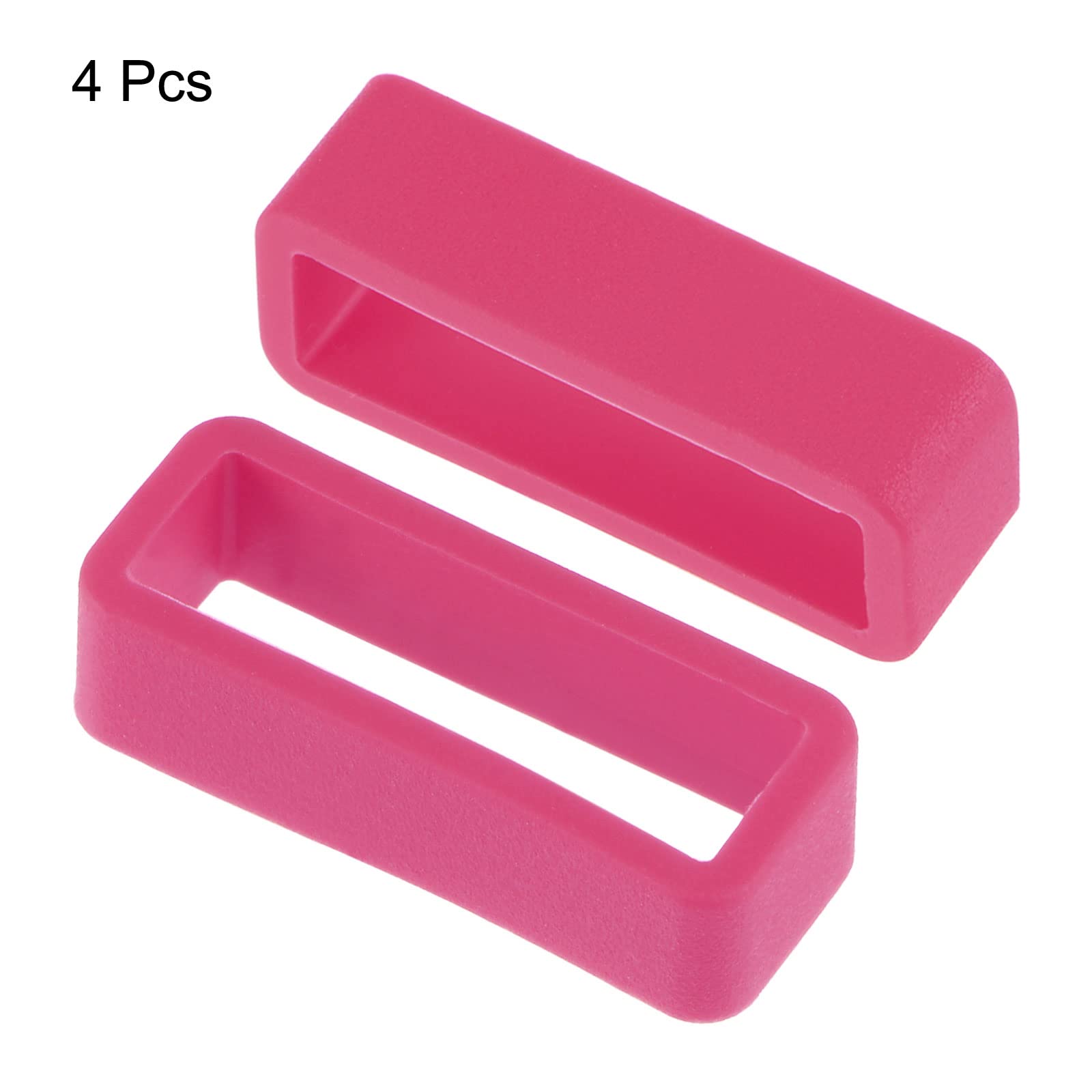 uxcell 22mm Rose Red Silicone Watch Band Strap Loops - 4 Pcs Rubber Replacement Fastener Rings for Watch Holder Keeper, Secure Fit for Sports & Casual Watches