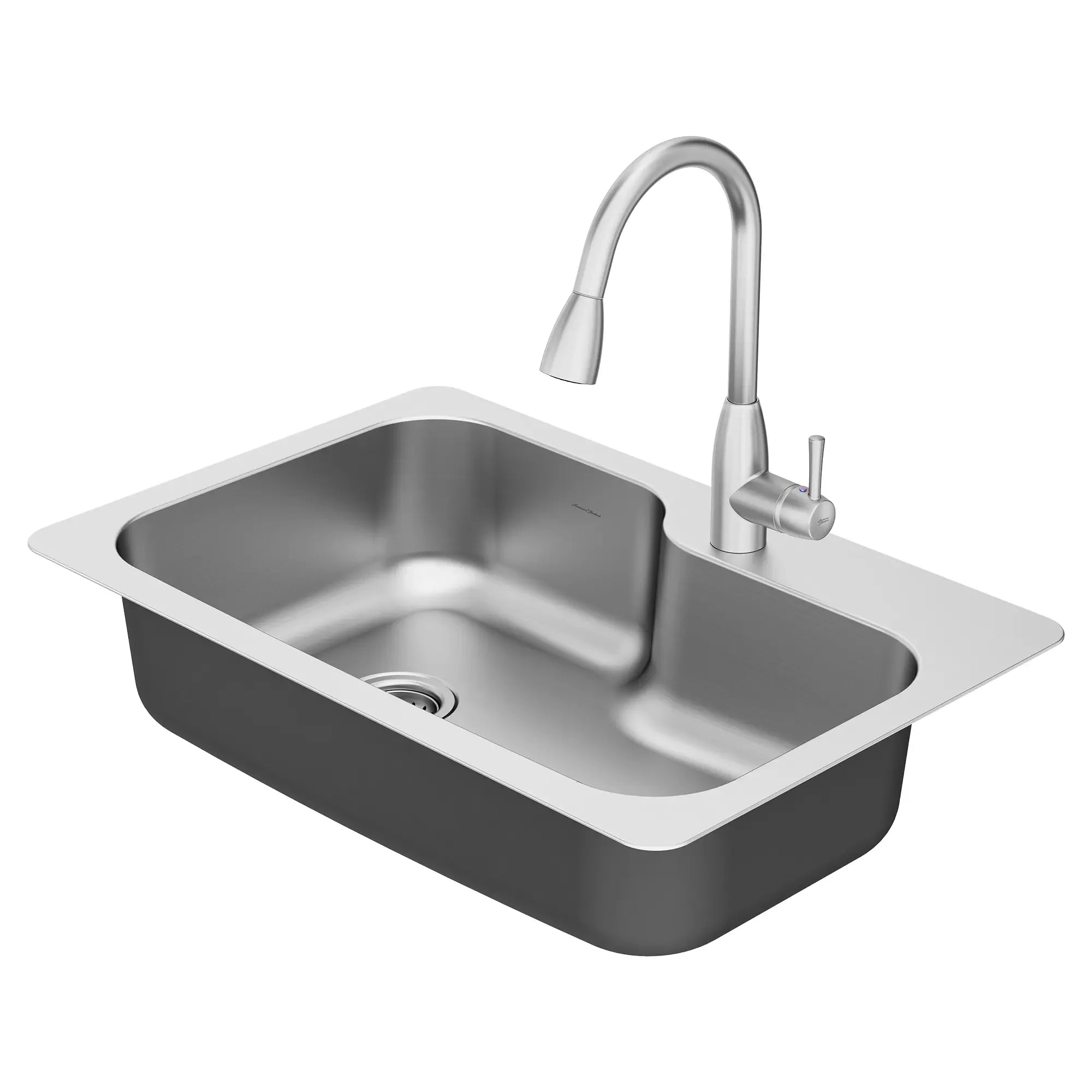 Fairacres® 33 x 22 Inch Stainless Steel Single Bowl Kitchen Sink with 1 Hole Dual Mount and Pull Down Faucet - Perfect for Modern Kitchens, Remodeling & Small Spaces