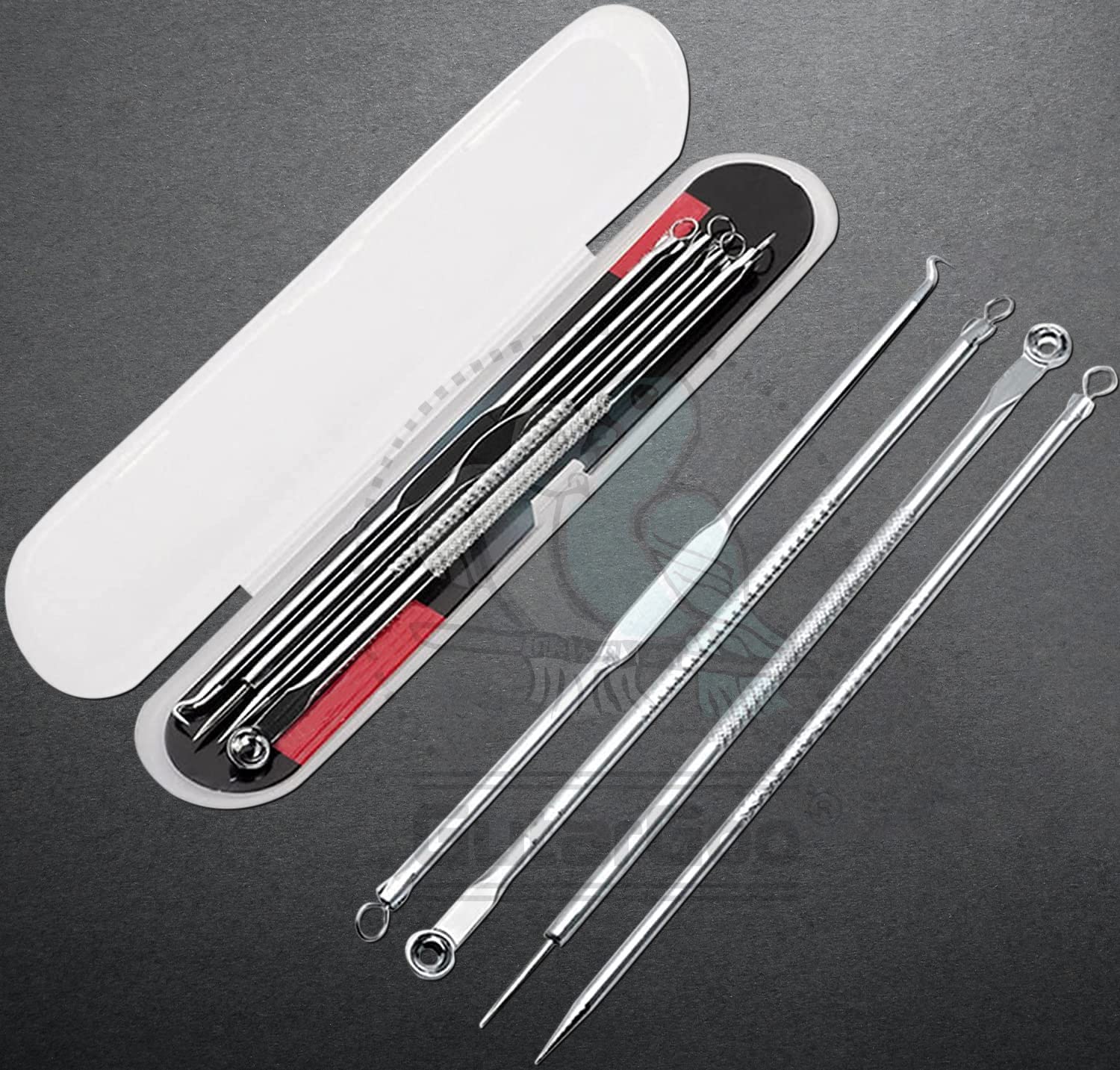 Gutargoo® 4-Piece Blackhead Remover Kit - Stainless Steel Pimple & Comedone Extractor Tool for Acne Treatment, Blemish Removal, Whitehead Popping - Perfect for Face & Nose Care for Women & Men - Ideal for Home Skincare Routine & Travel Beauty Essentials