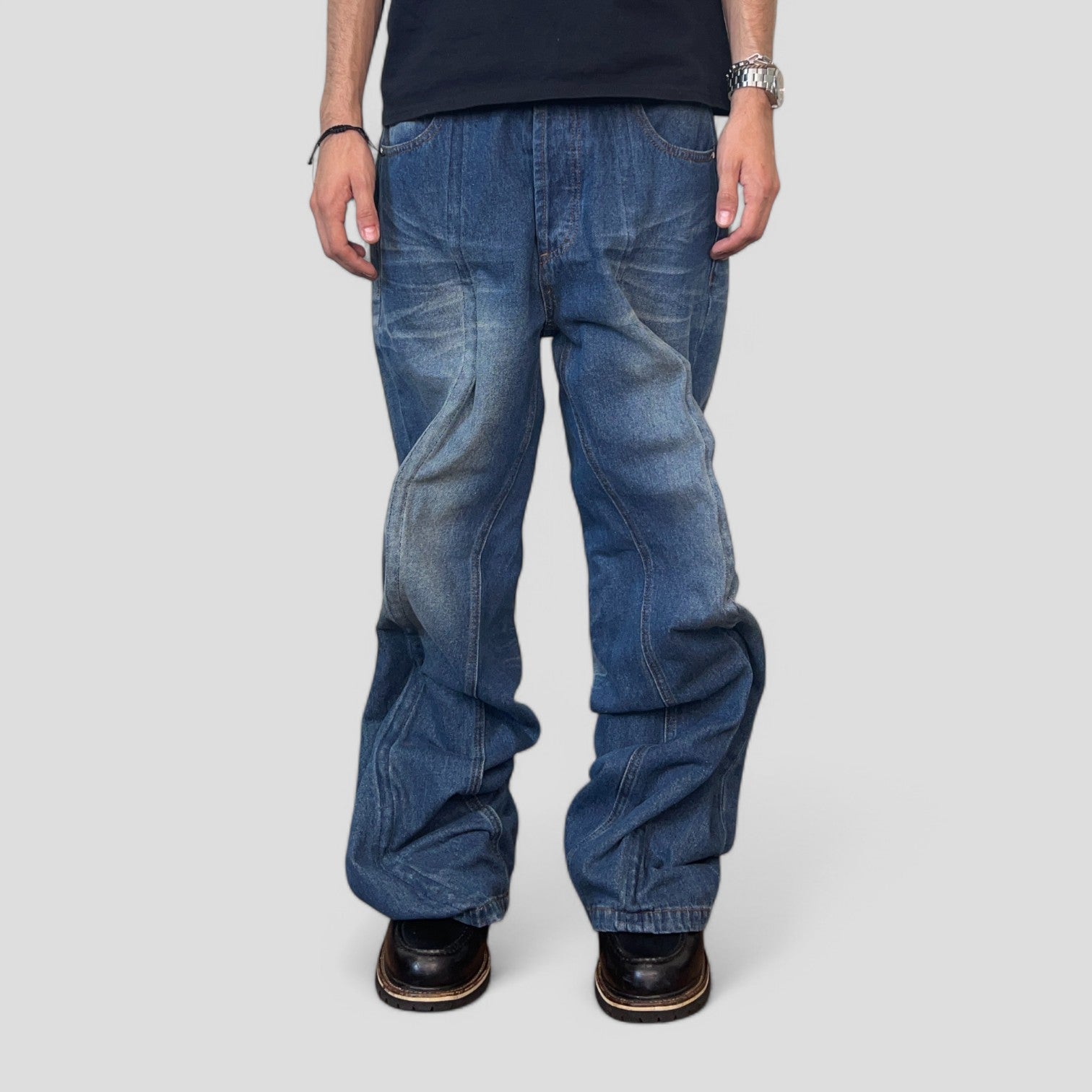 Y/PROJECT WIRED ABSTRACT DENIM Jeans - High Fashion Distressed Denim Pants for Women | Perfect for Streetwear, Night Out & Fashion Events