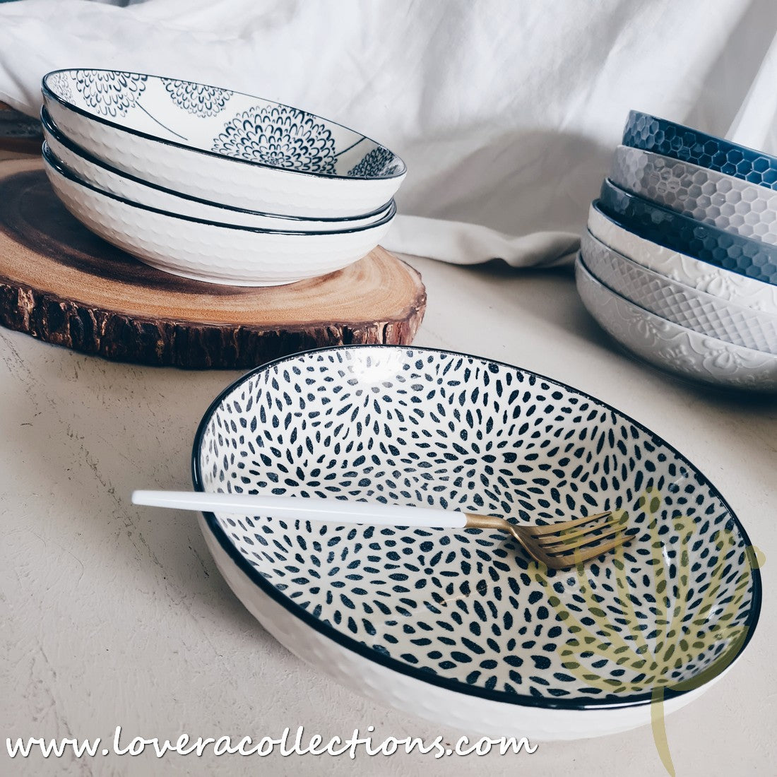 White Waves Assorted Prints Pasta Dish Set - 50% Off + Buy 1 Get 1 Free - Perfect for Dinner Parties & Italian-Themed Decor