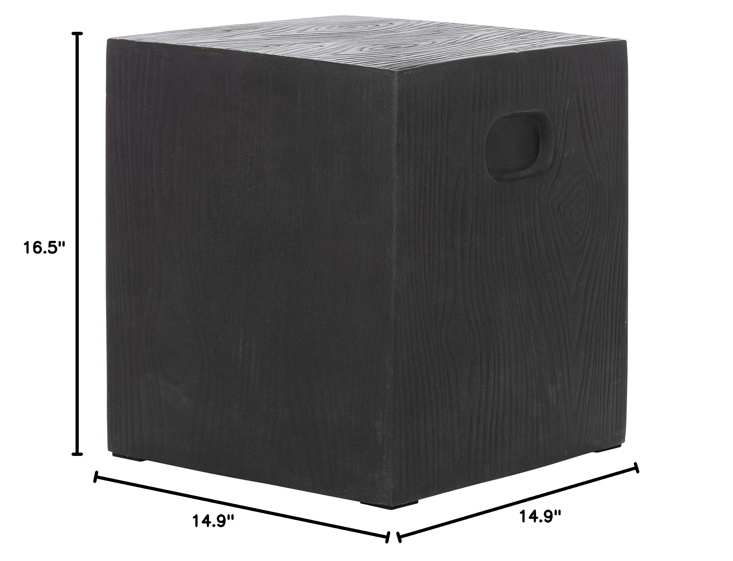 SAFAVIEH Outdoor Cube Black Modern Concrete Accent Table - Stylish Side Table for Patio, Garden & Poolside Decor