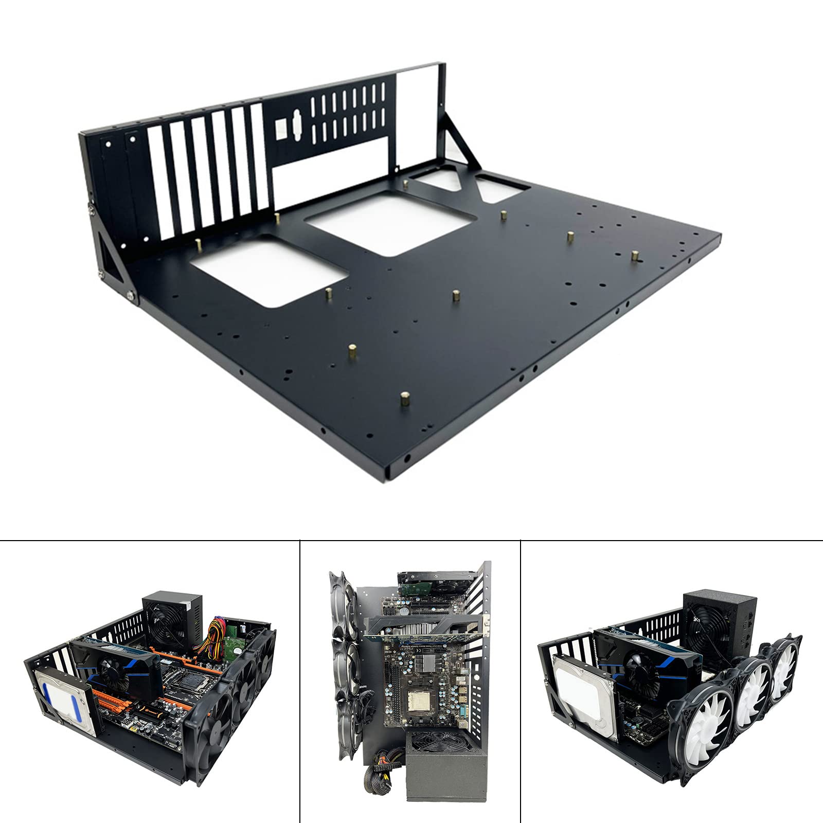 PLMN Aluminum Open Air GPU Mining Frame - Durable Miner Computer Case for Cryptocurrency Mining (Bitcoin, Ethereum) - Perfect for Home & Industrial Mining Rigs