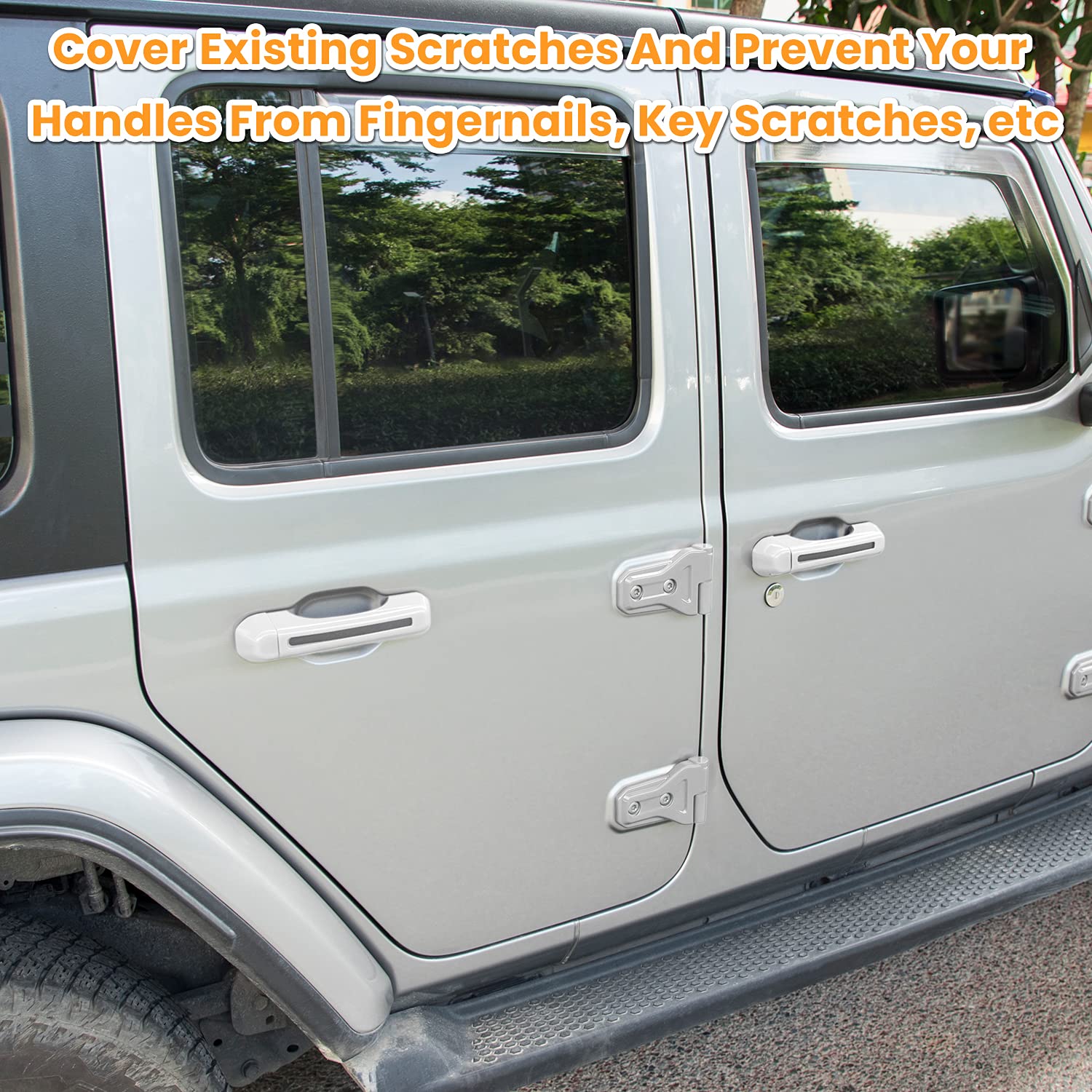 Jeep Wrangler Door Handle Covers 2018-2024 - White 5PCS for JL/JLU Models - Exterior Protection Upgrade
