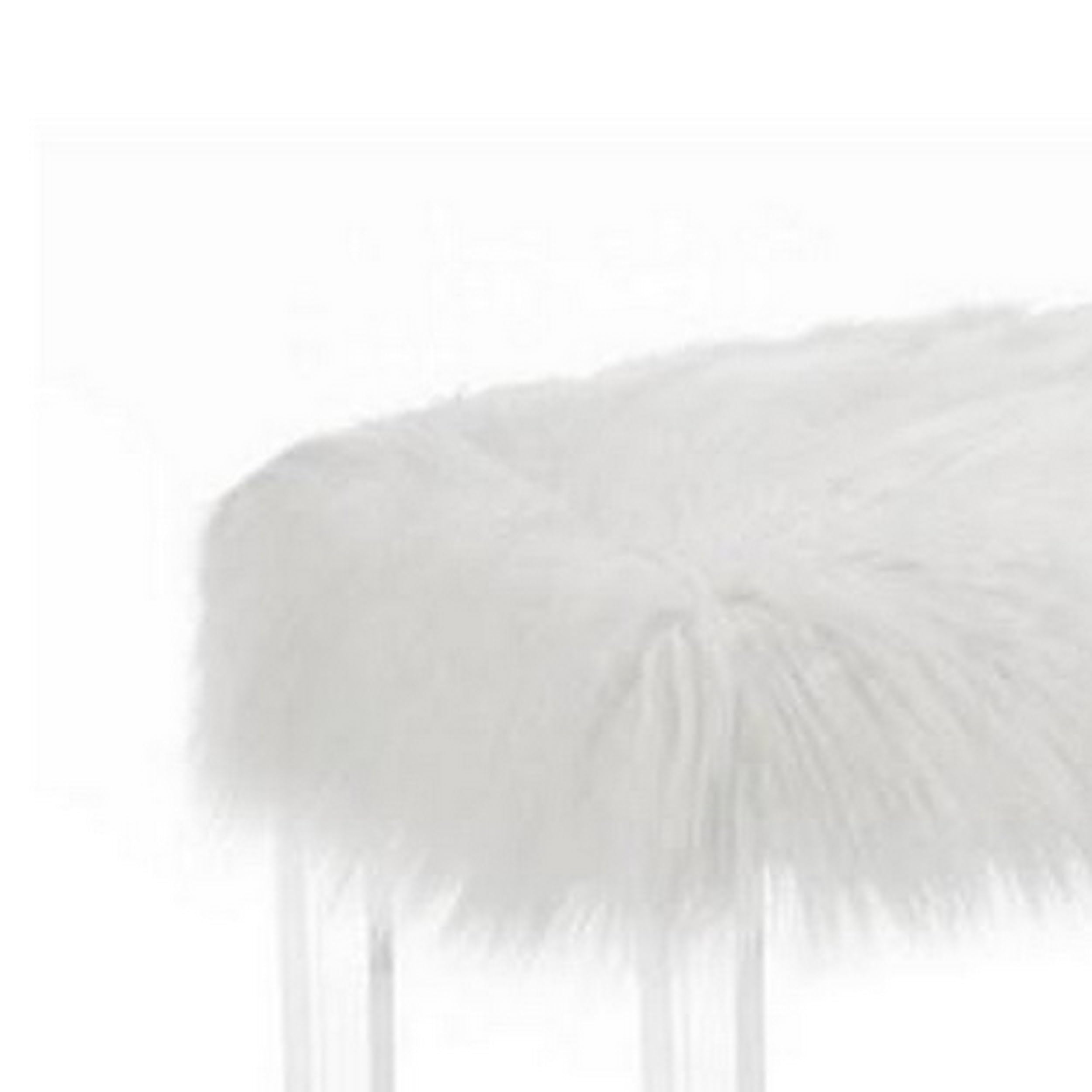 Benjara Modern White Faux Fur Bench with Clear Acrylic Legs - Contemporary Accent Seating for Living Room, Bedroom or Entryway