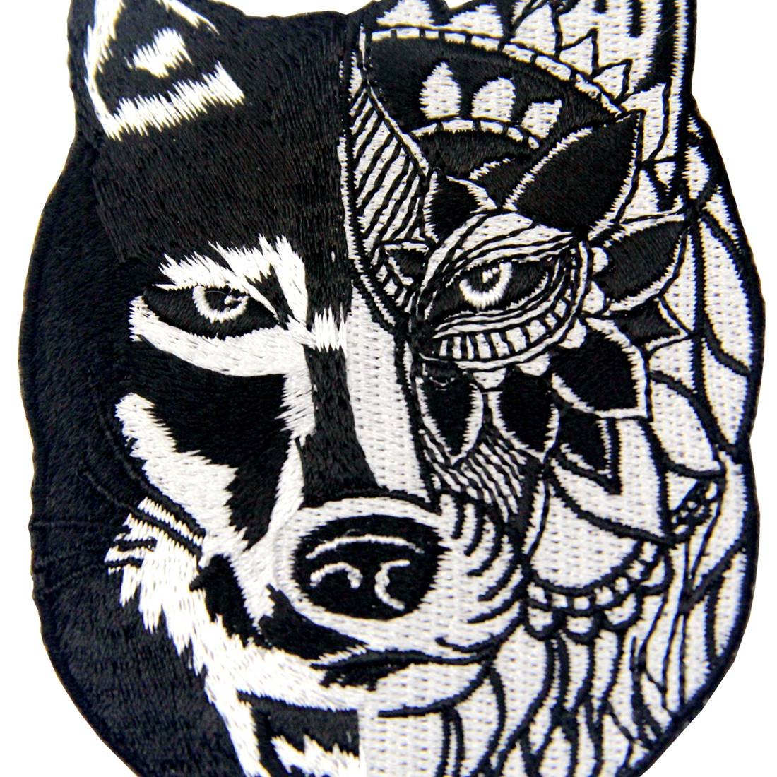 ZEGINs Sunflower Tribal Wolf Applique Embroidered Iron On Patch - DIY Clothing Accessories for Jackets, Bags, Hats & Costume Design