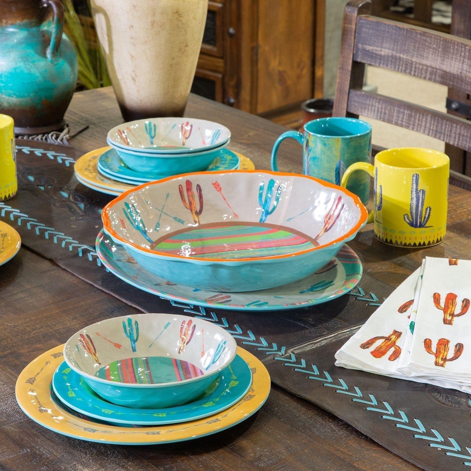 Cactus Melamine Dinner Plates Set - Durable & Lightweight for Outdoor Picnics, Camping, and Everyday Use