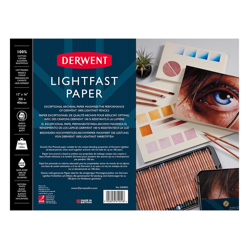 Derwent Lightfast Paper Pad 12 x 16 - Premium Acid-Free Watercolor Paper for Artists - Perfect for Painting, Sketching & Mixed Media Art Projects