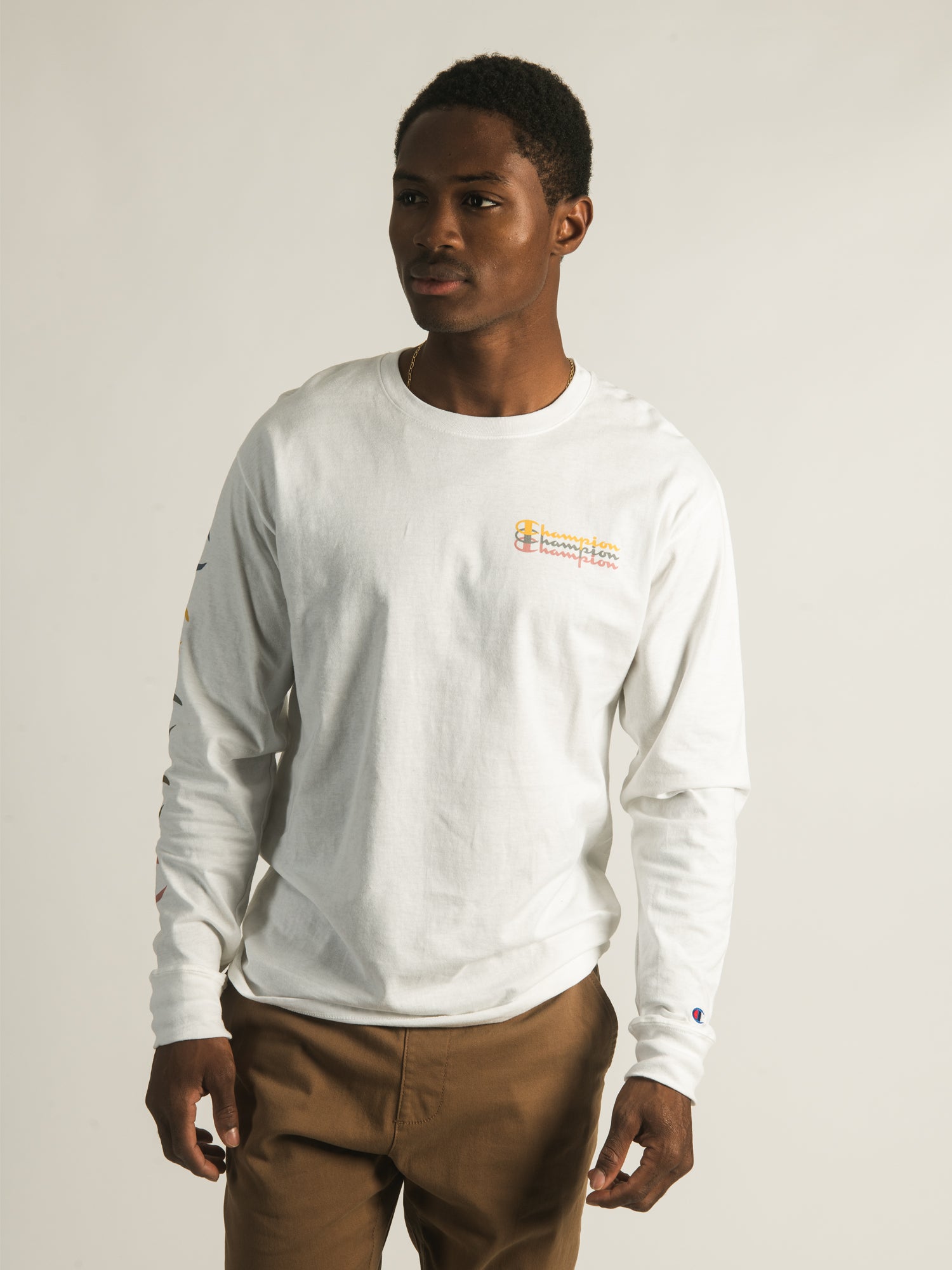 Champion Classic Triple Script Long Sleeve T-Shirt for Men & Women | Soft Cotton Crewneck Tee | Casual Wear, Gym, Lounge & Everyday Outfits
