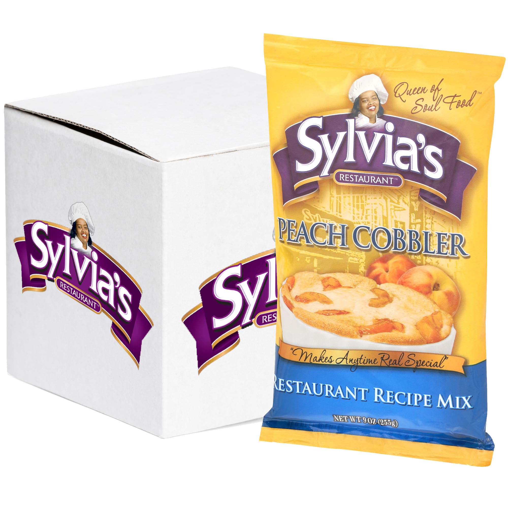 Sylvia's Restaurant Authentic Peach Cobbler Mix - Easy Homemade Dessert, 9oz Bag (Pack of 9) - Perfect for Family Gatherings, Potlucks & Holiday Baking