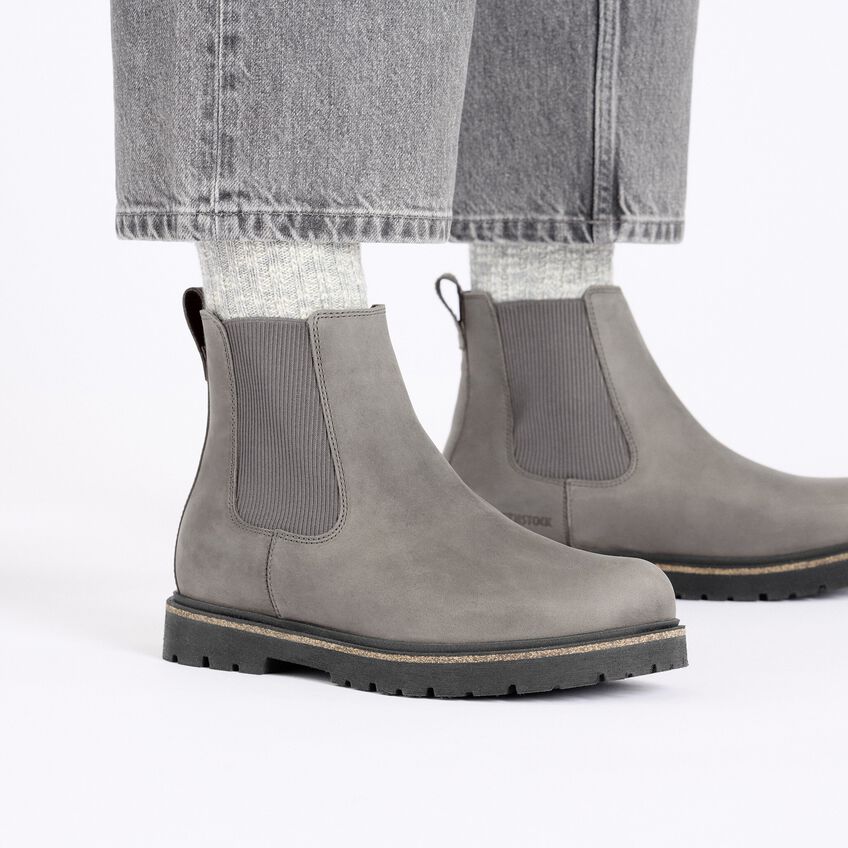 Birkenstock Women's Highwood Slip-On Mid Heel Sandals in Graphite - Comfortable Casual Shoes for Walking, Work & Everyday Wear