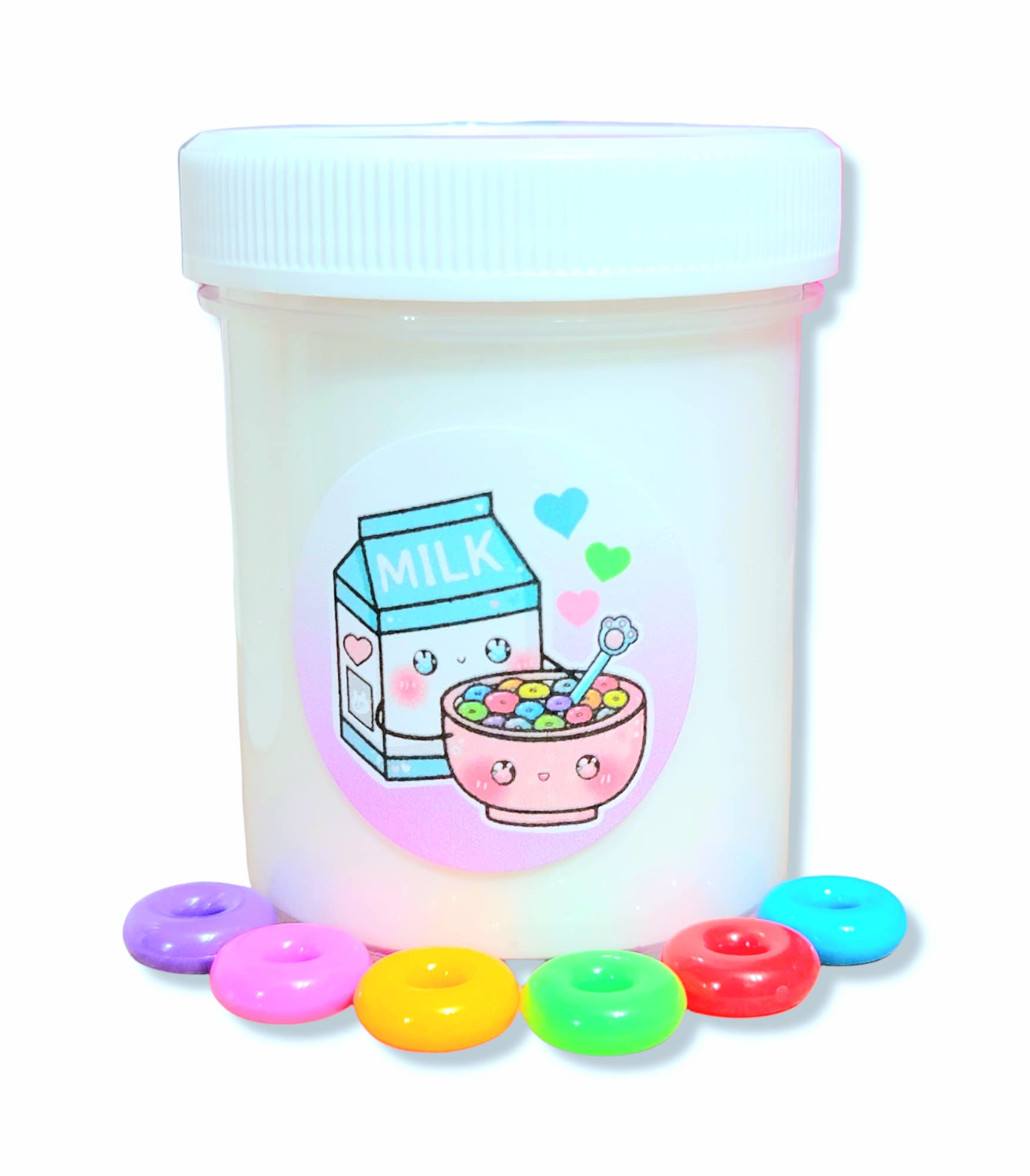 Frooty Loops Cereal Milk Scented Handmade Thick & Glossy Slime - 4oz Premium DIY Stress Relief Toy for Kids & Adults - Perfect for Sensory Play, Anxiety Relief & Fun Fidget Activities